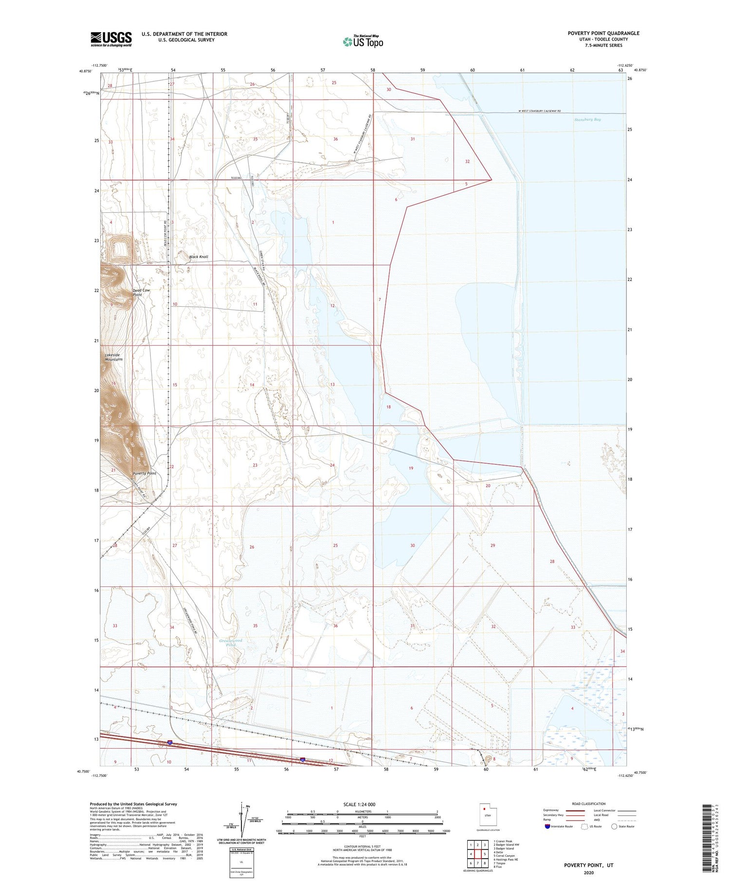Poverty Point Utah US Topo Map Image