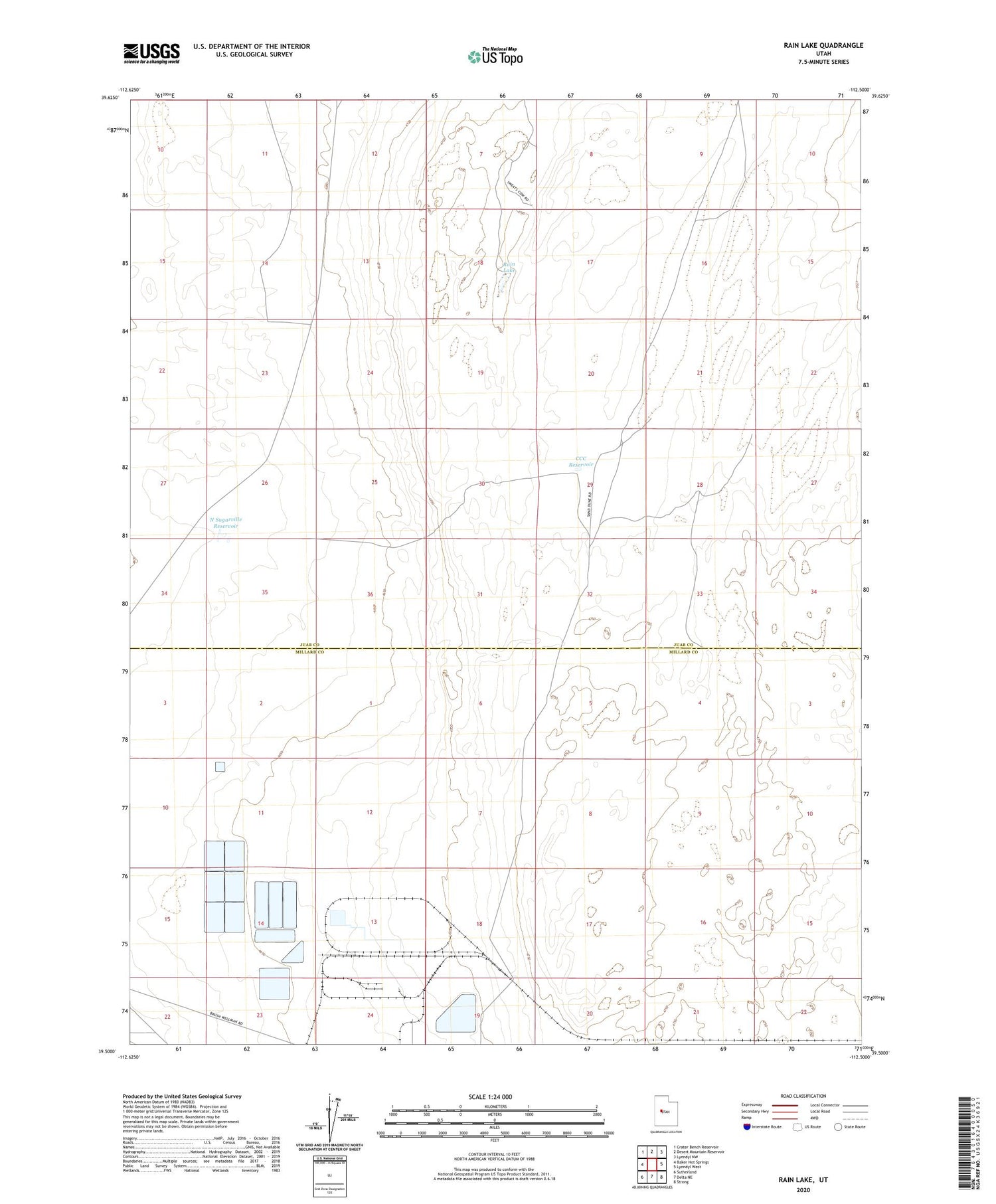 Rain Lake Utah US Topo Map Image