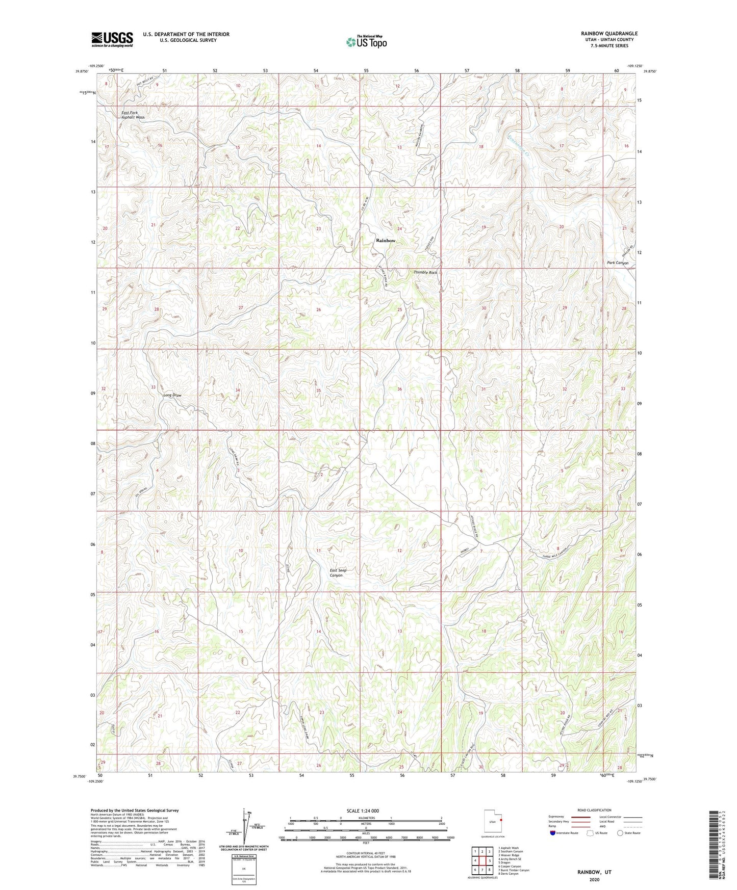 Rainbow Utah US Topo Map Image
