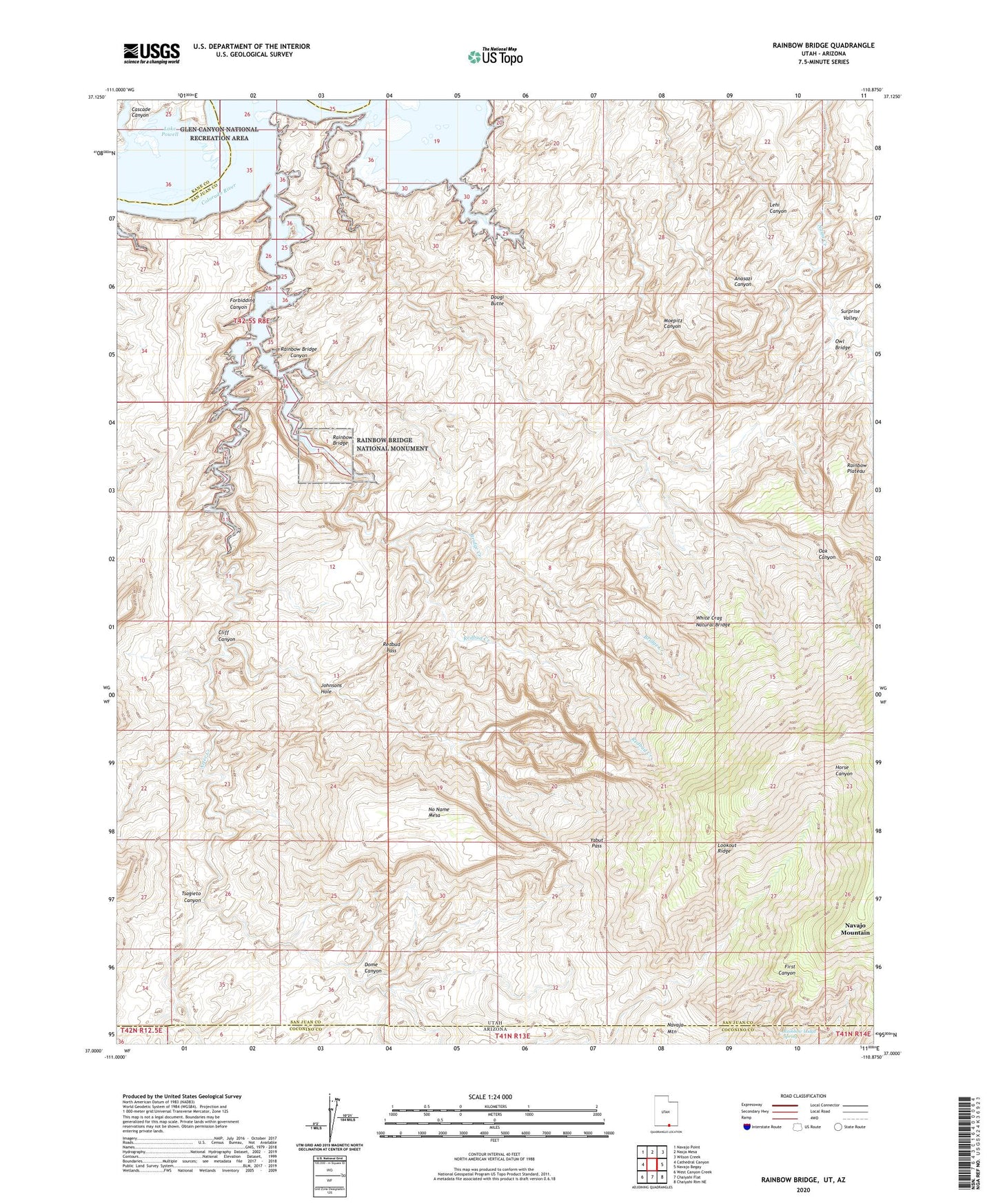 Rainbow Bridge Utah US Topo Map Image