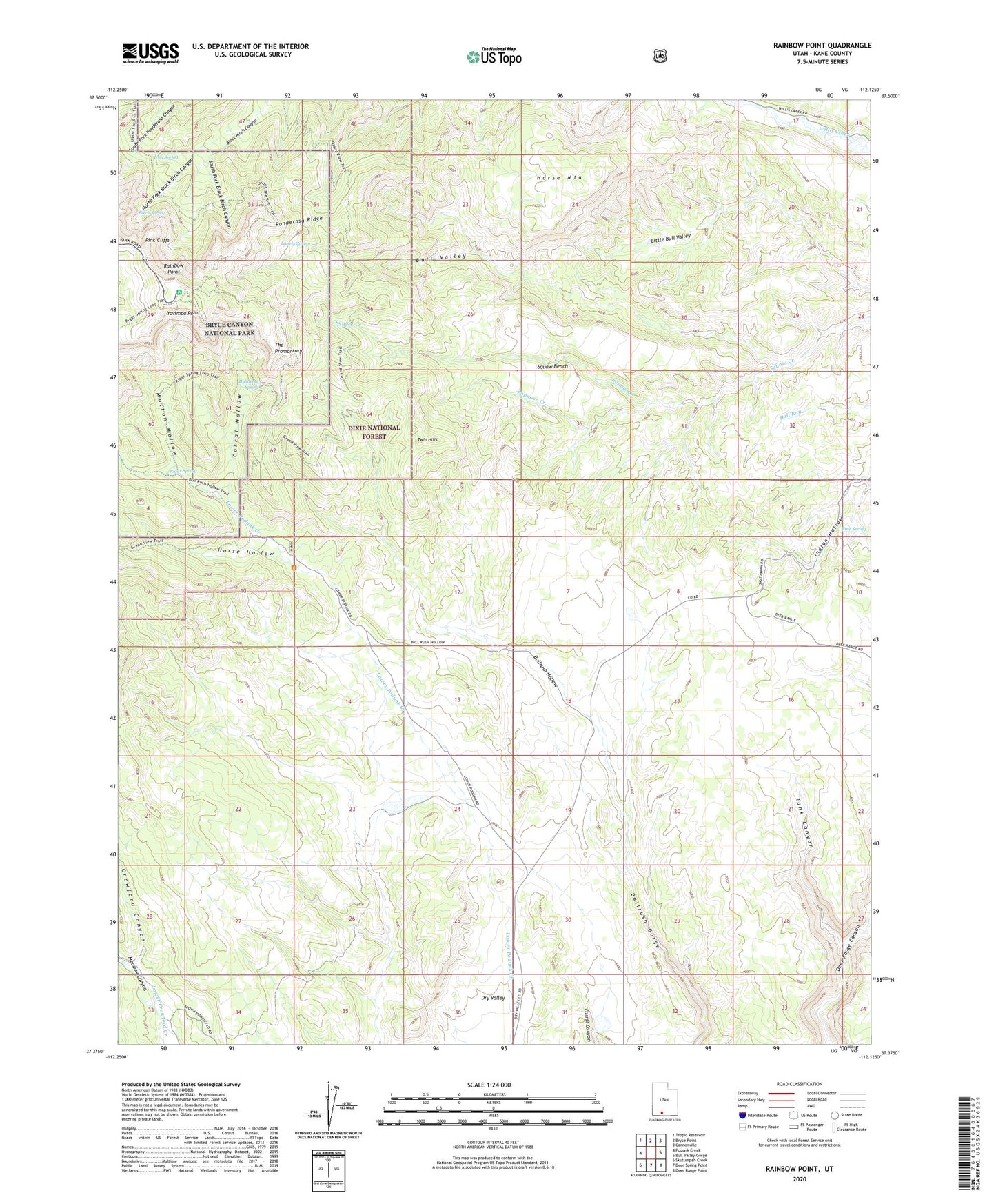 Rainbow Point Utah US Topo Map Image