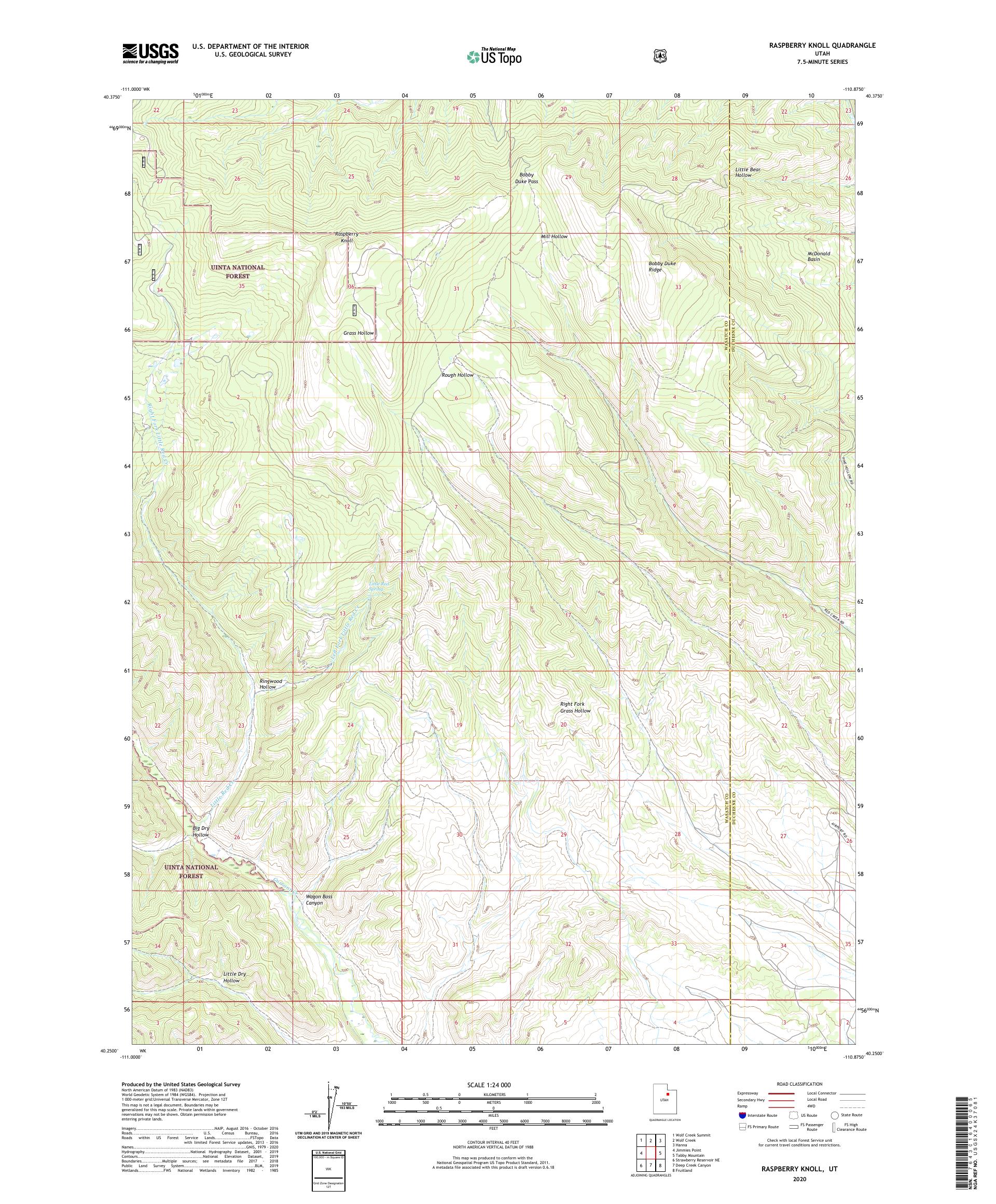 Raspberry Knoll Utah US Topo Map – MyTopo Map Store
