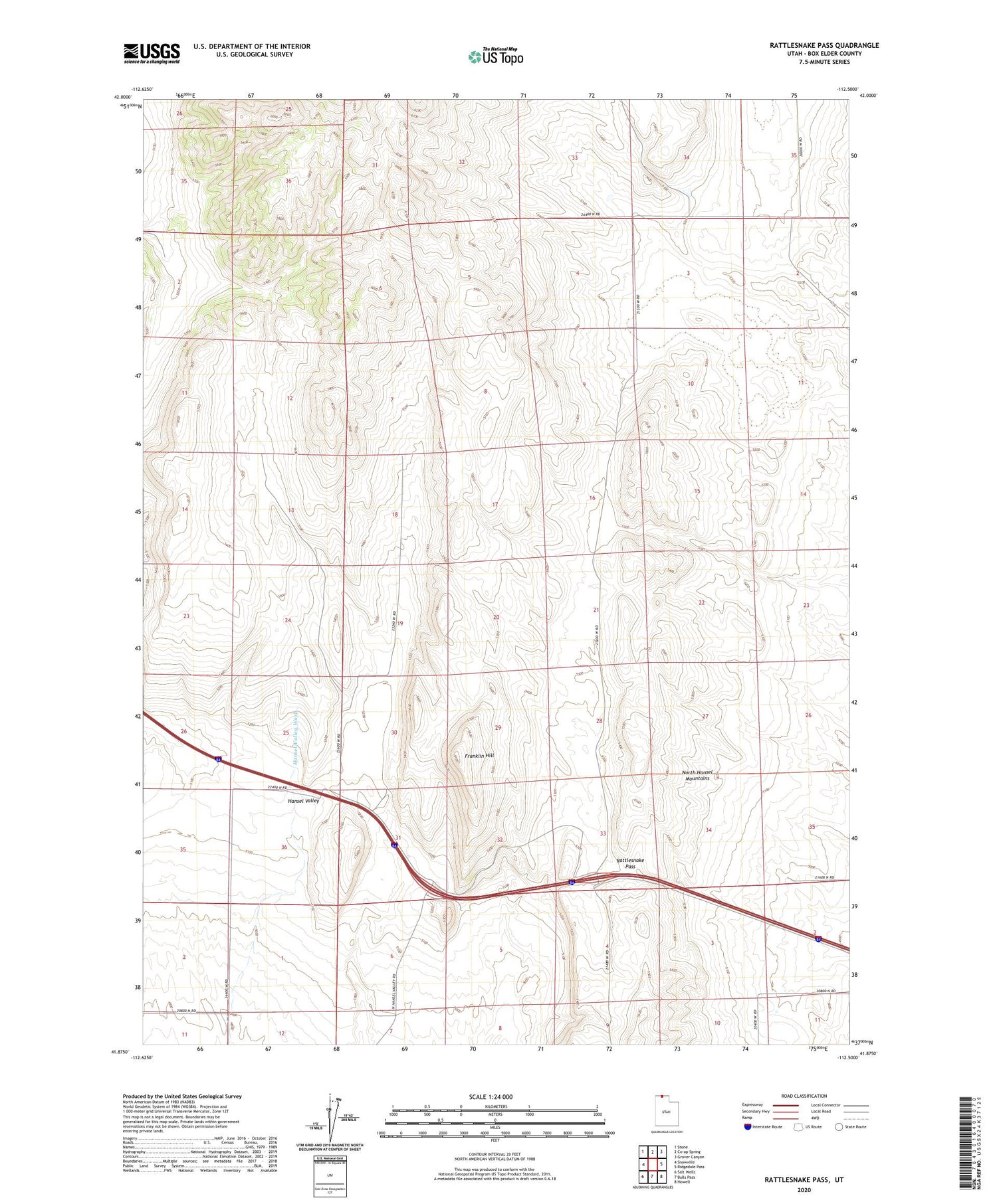 Rattlesnake Pass Utah US Topo Map Image