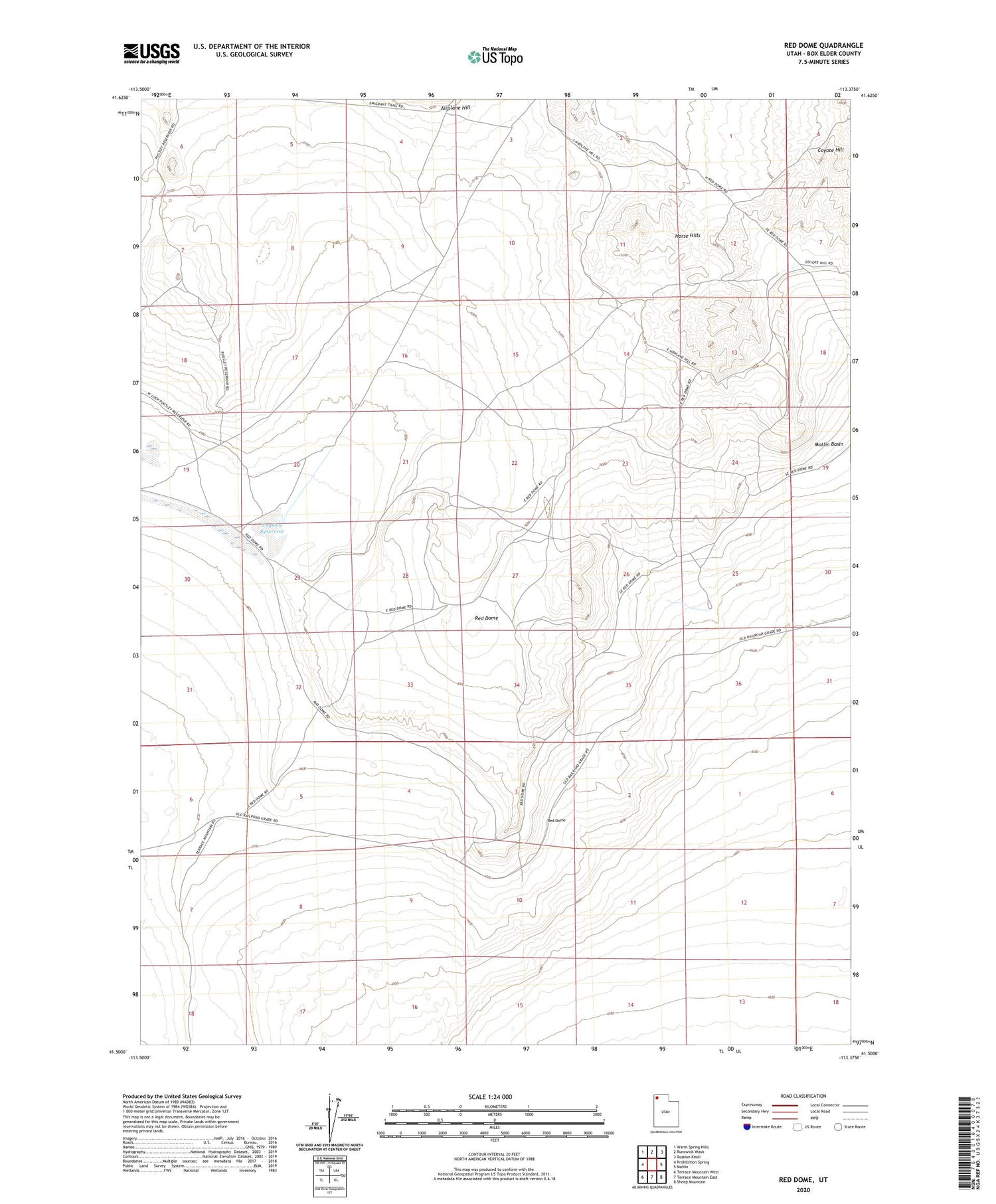 Red Dome Utah US Topo Map Image