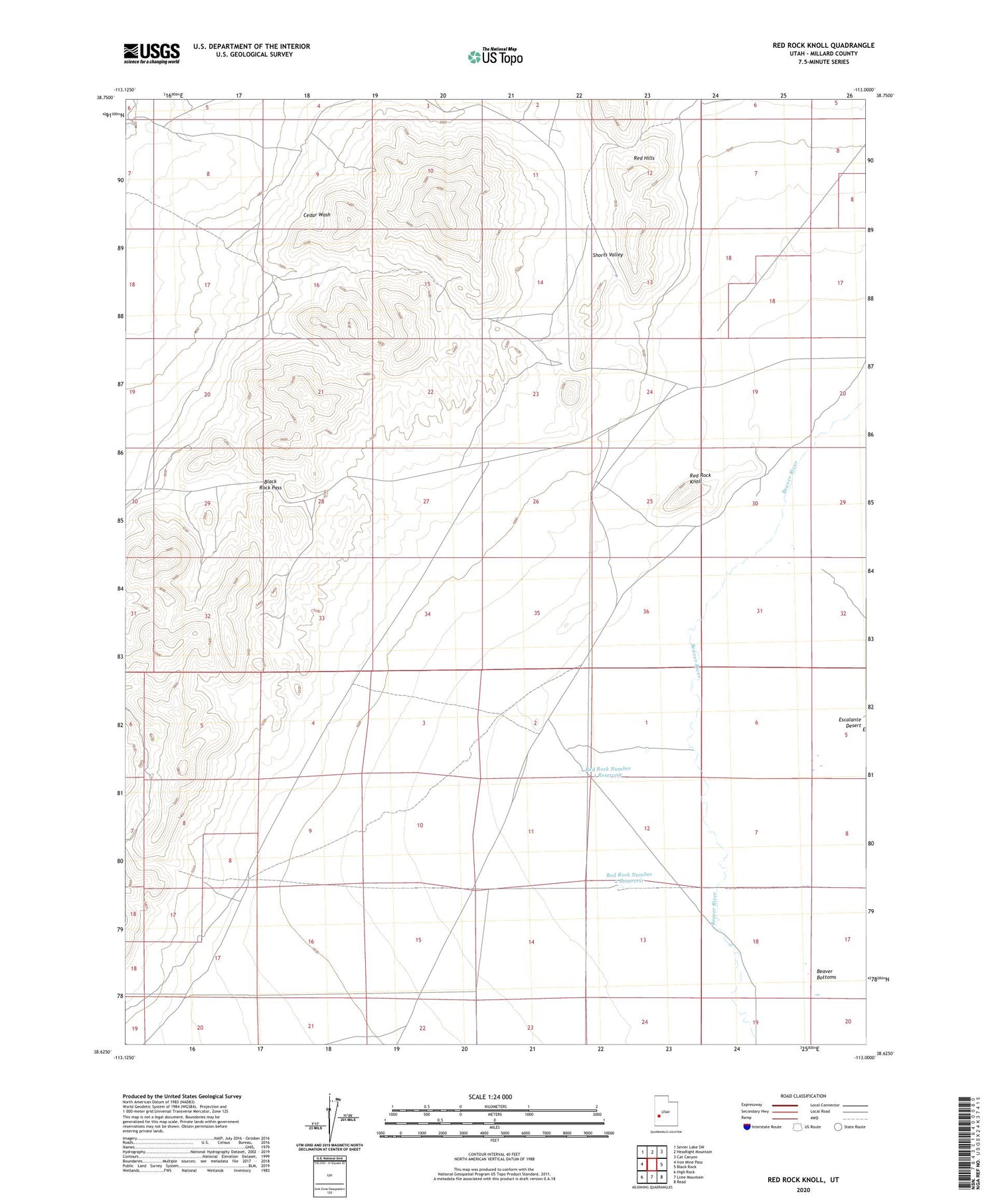 Red Rock Knoll Utah US Topo Map Image