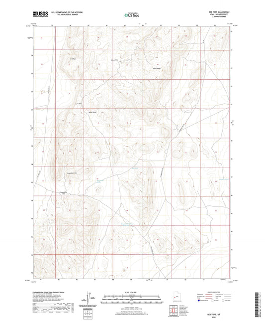 Red Tops Utah US Topo Map Image