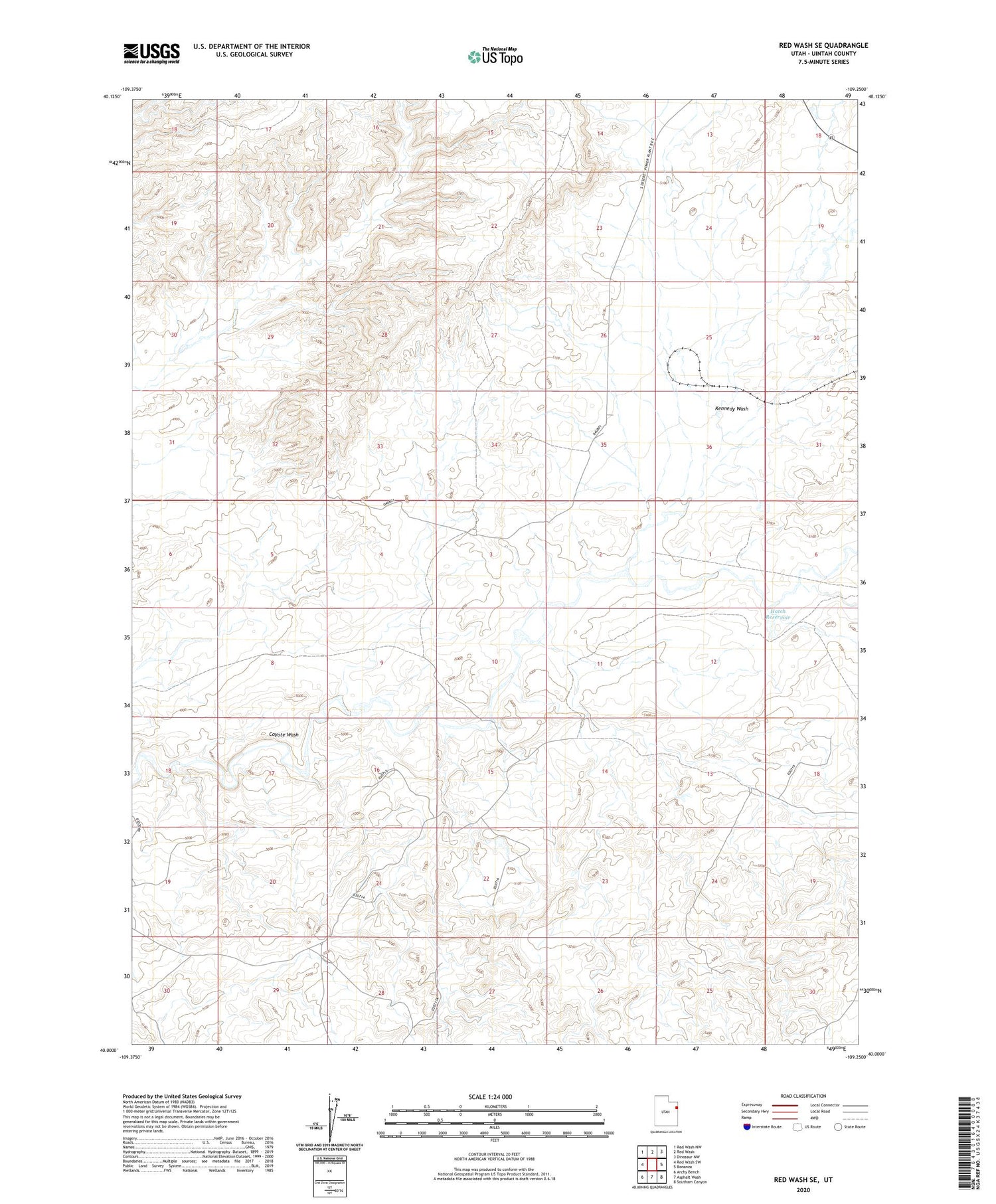 Red Wash SE Utah US Topo Map Image
