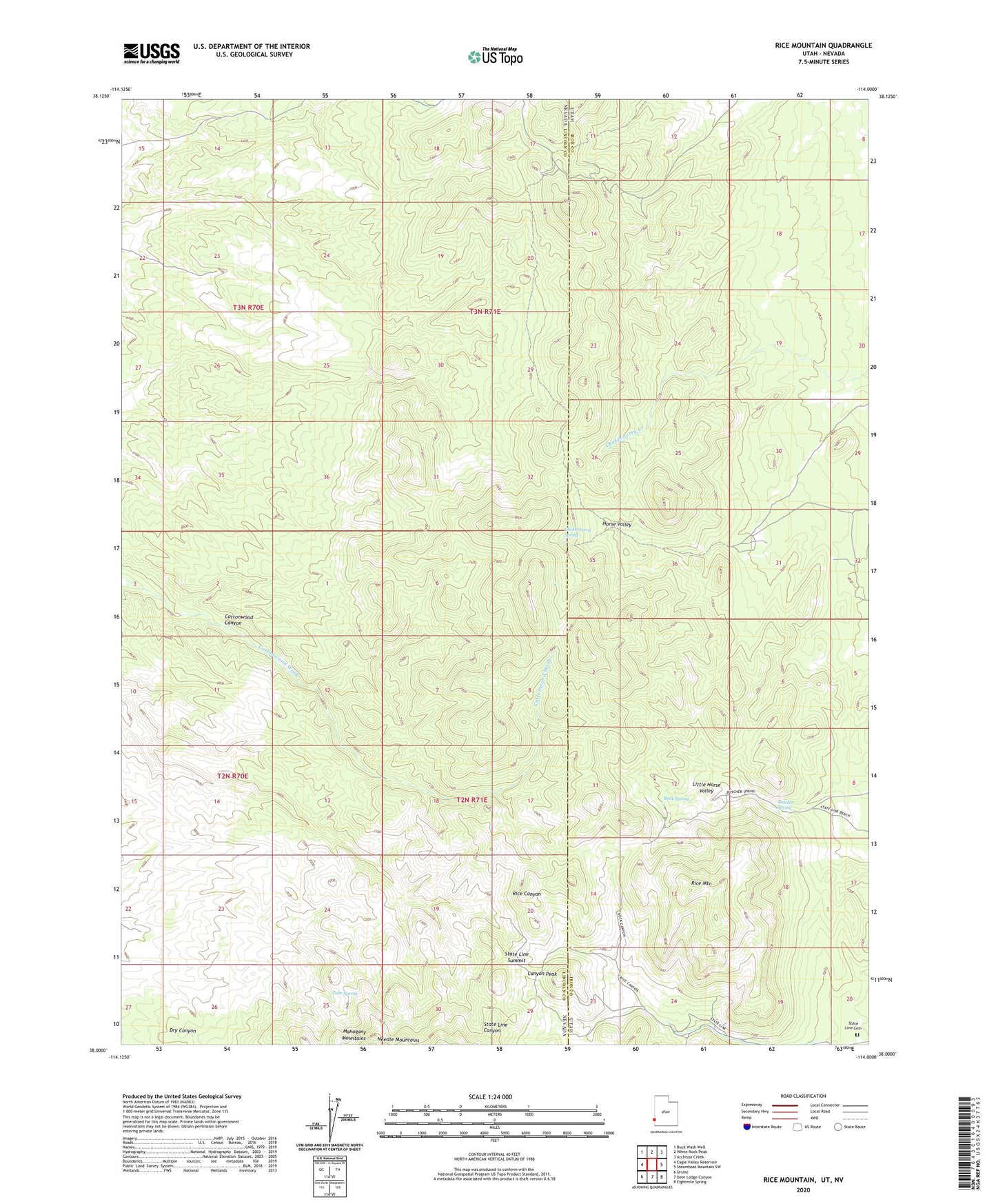 Rice Mountain Utah US Topo Map Image