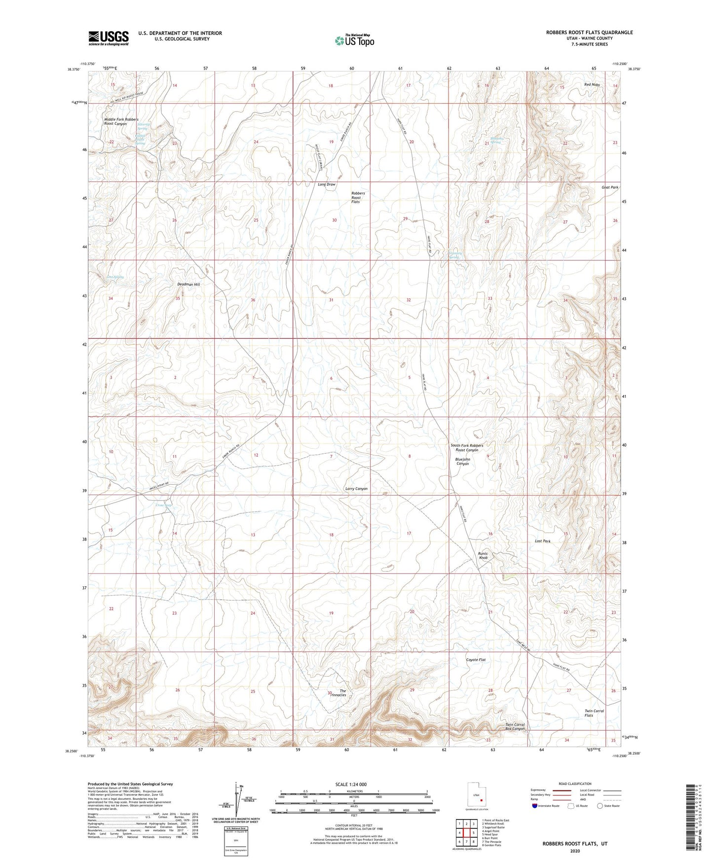 Robbers Roost Flats Utah US Topo Map Image