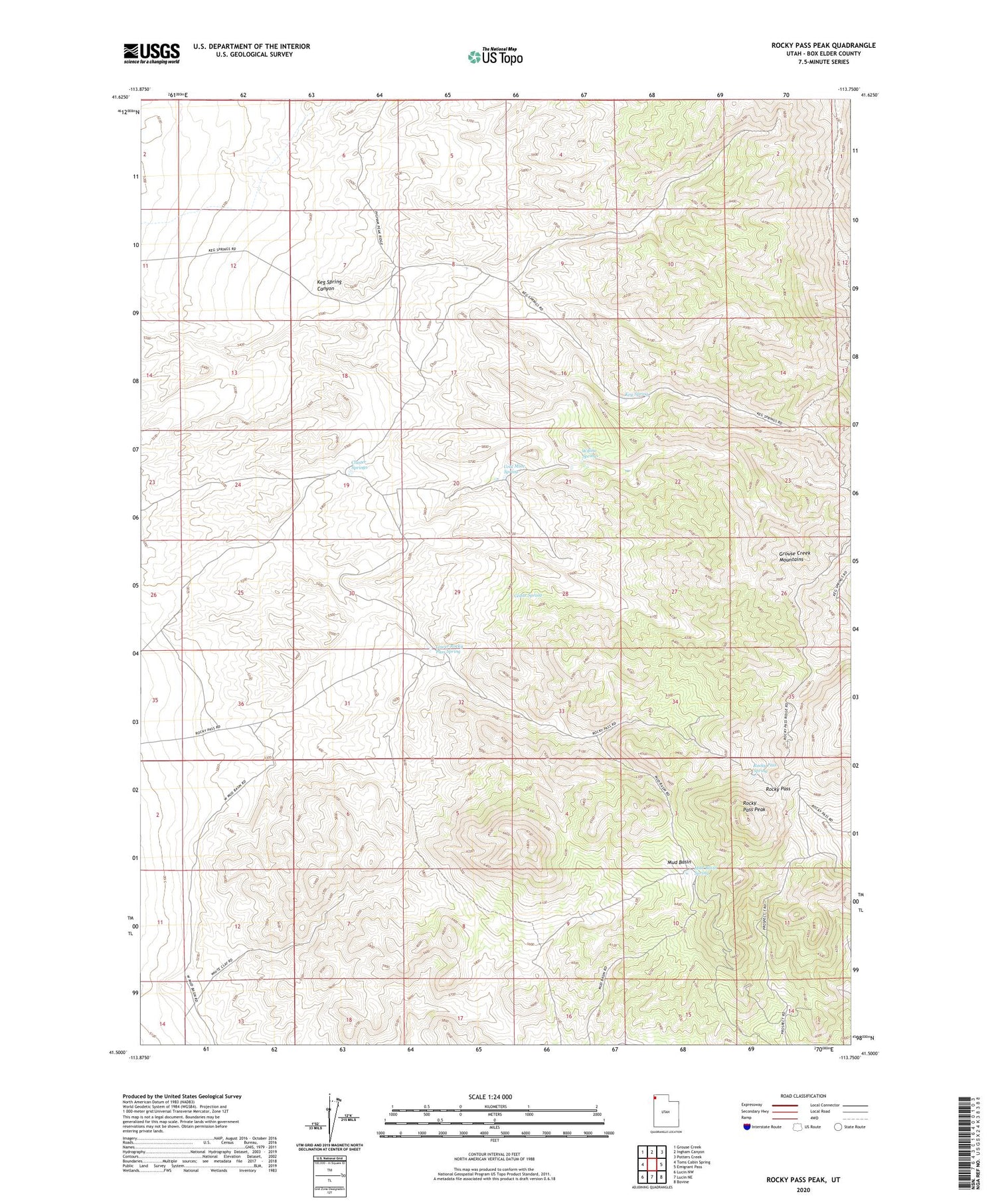 Rocky Pass Peak Utah US Topo Map Image
