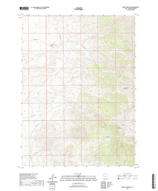 Rocky Pass Peak Utah US Topo Map Image