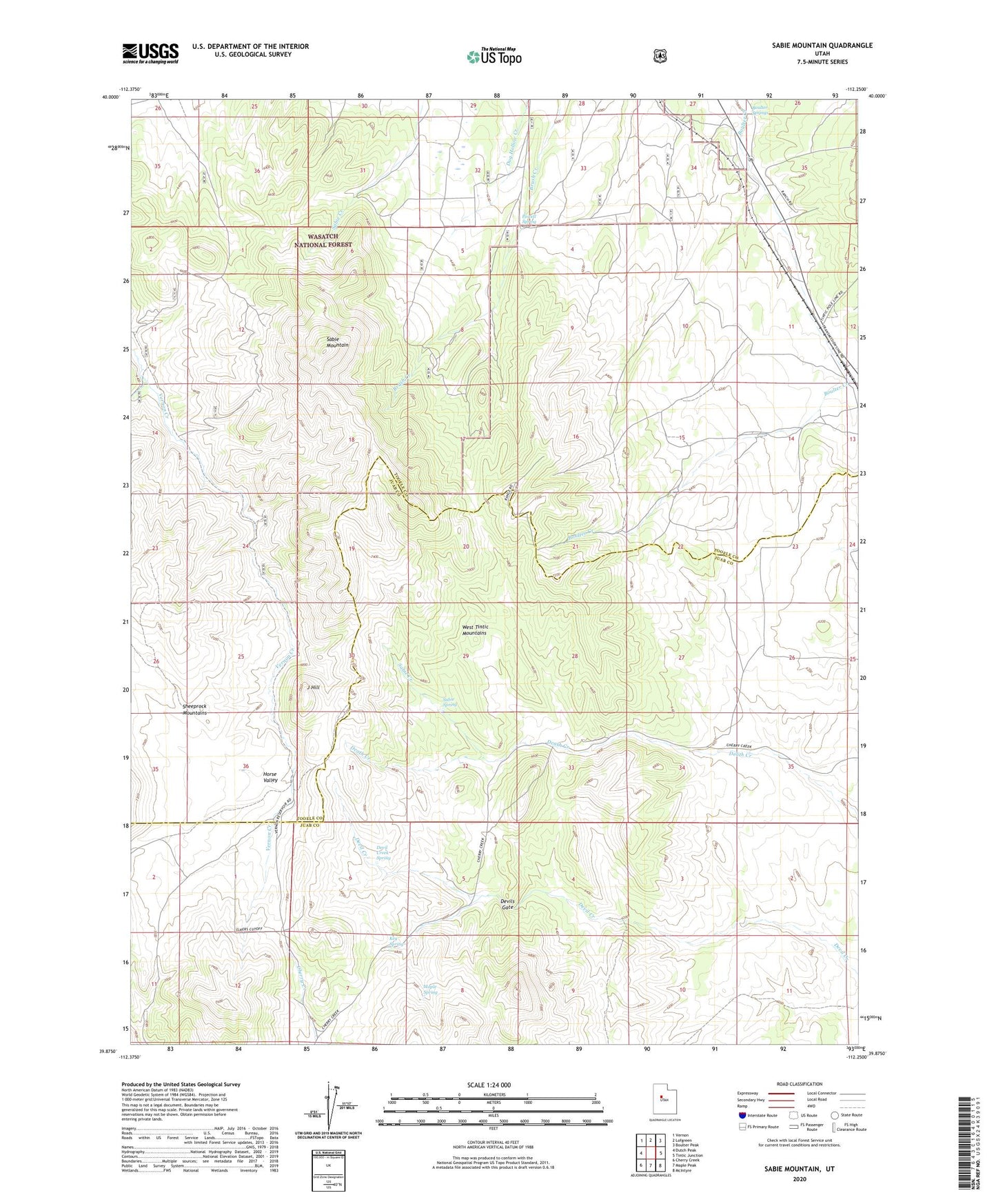 Sabie Mountain Utah US Topo Map Image