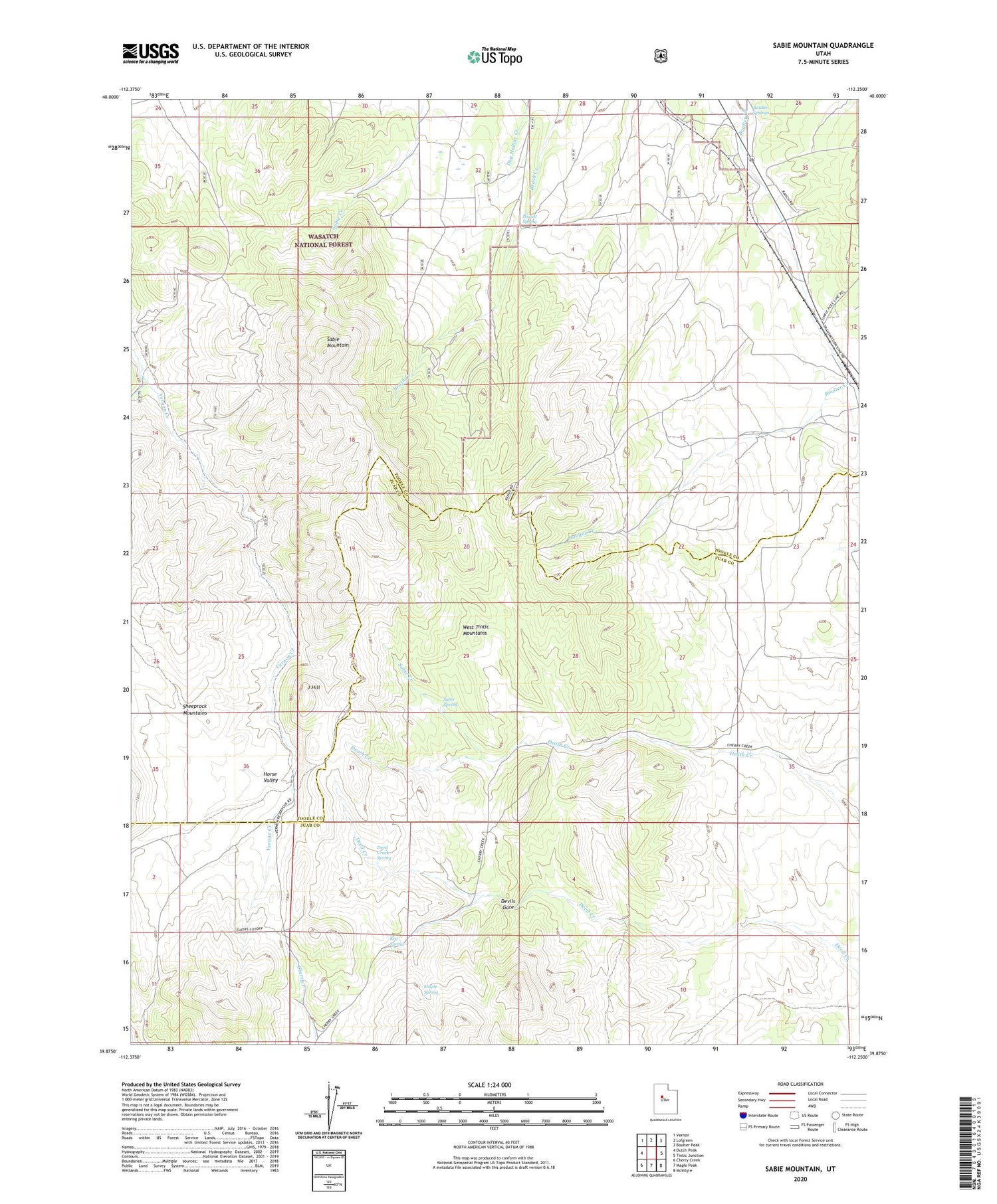 Sabie Mountain Utah US Topo Map Image