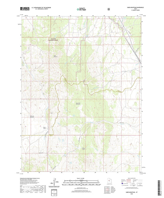 Sabie Mountain Utah US Topo Map Image