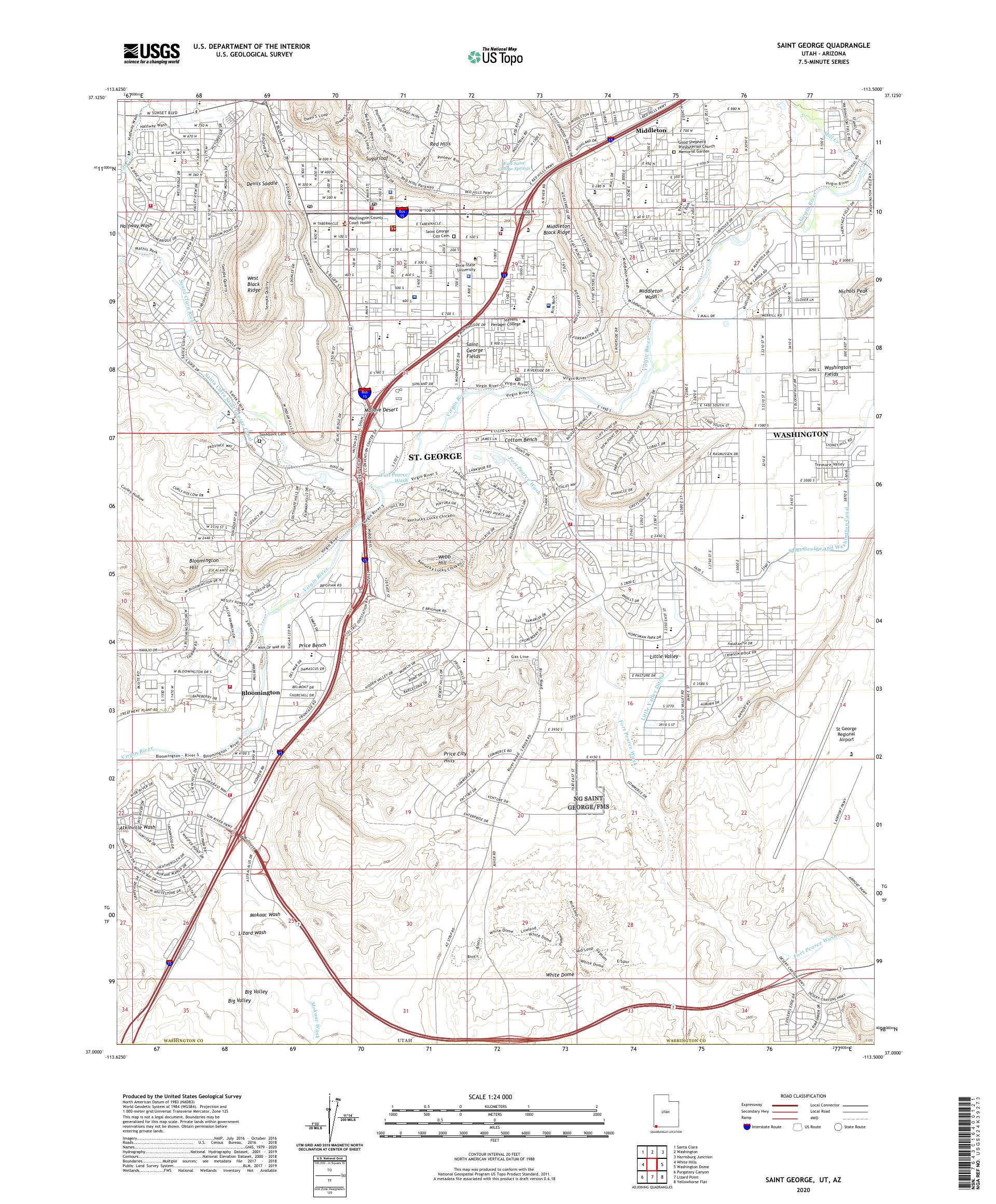 Saint George Utah US Topo Map – MyTopo Map Store