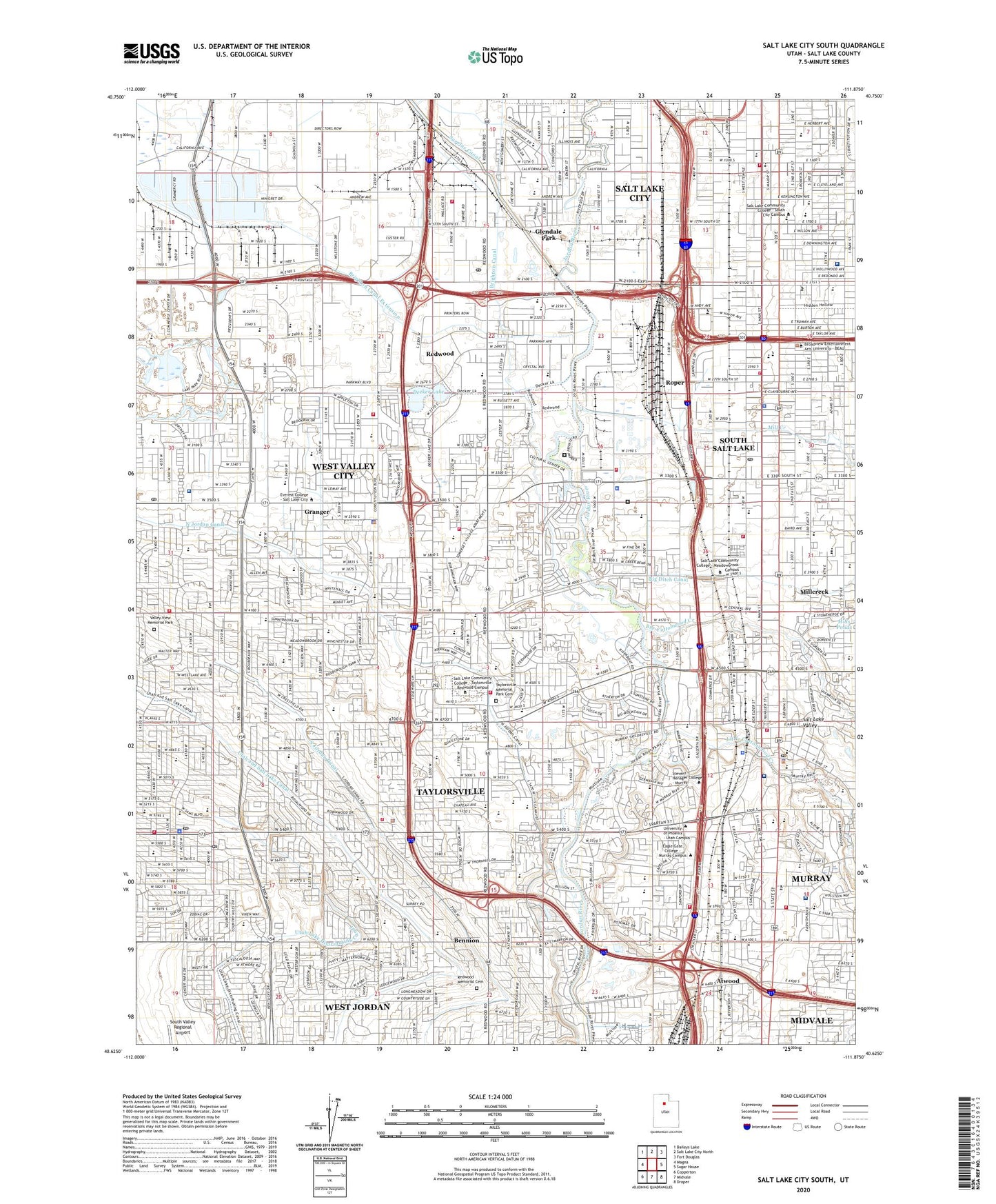 Salt Lake City South Utah US Topo Map Image