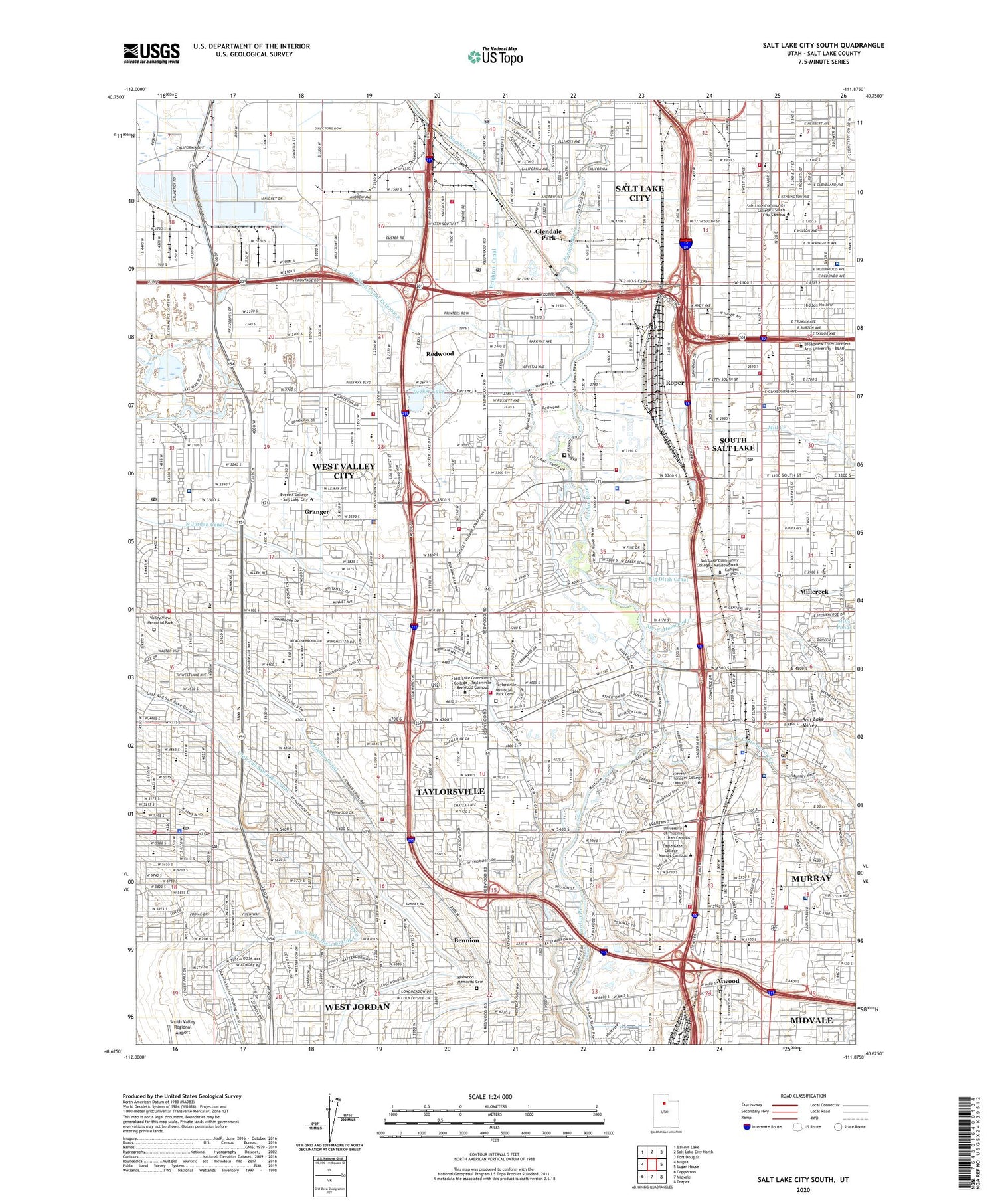 Salt Lake City South Utah US Topo Map Image