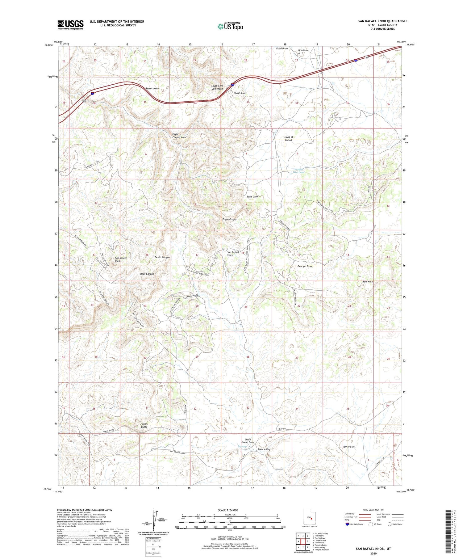 San Rafael Knob Utah US Topo Map Image