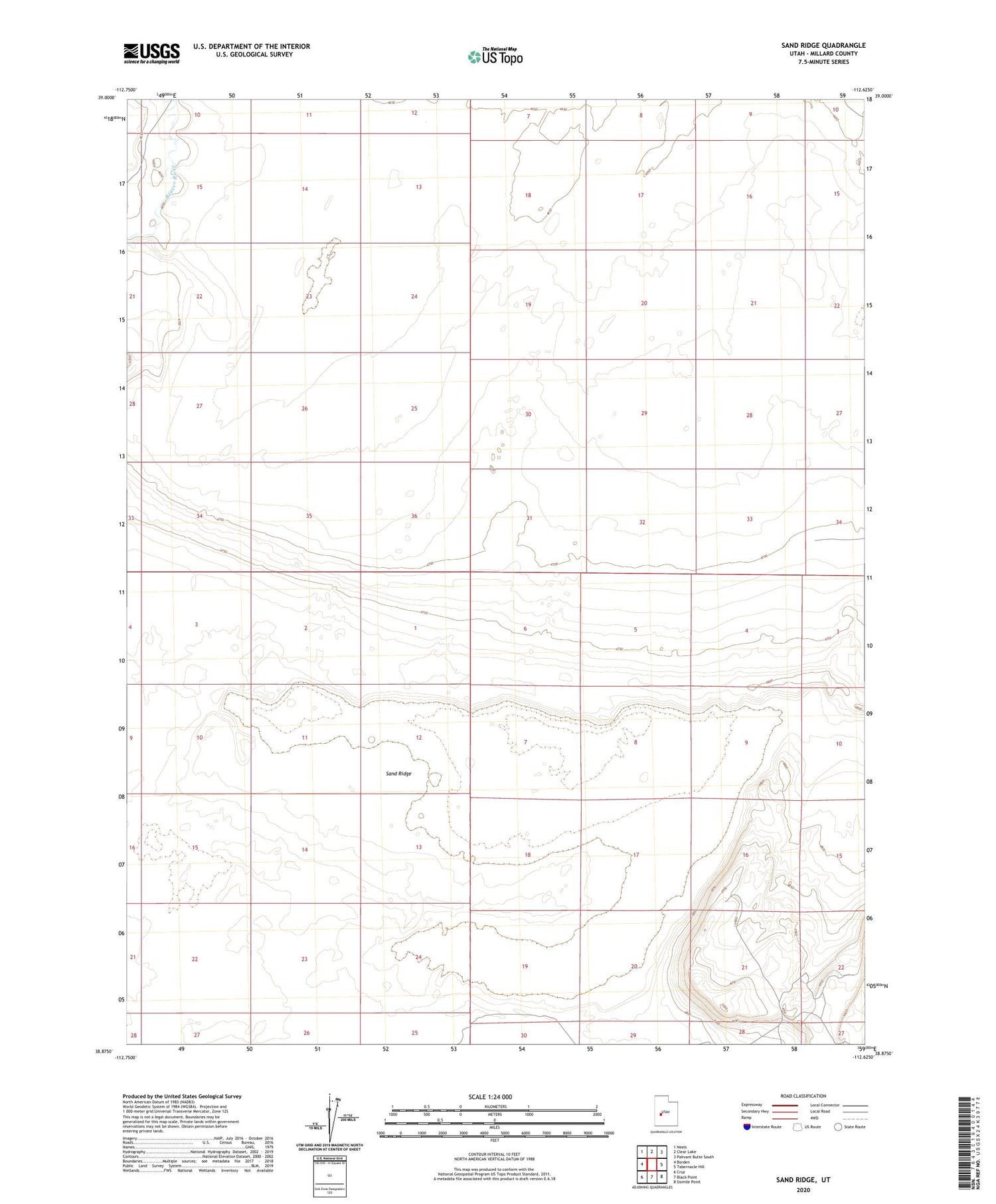 Sand Ridge Utah US Topo Map Image