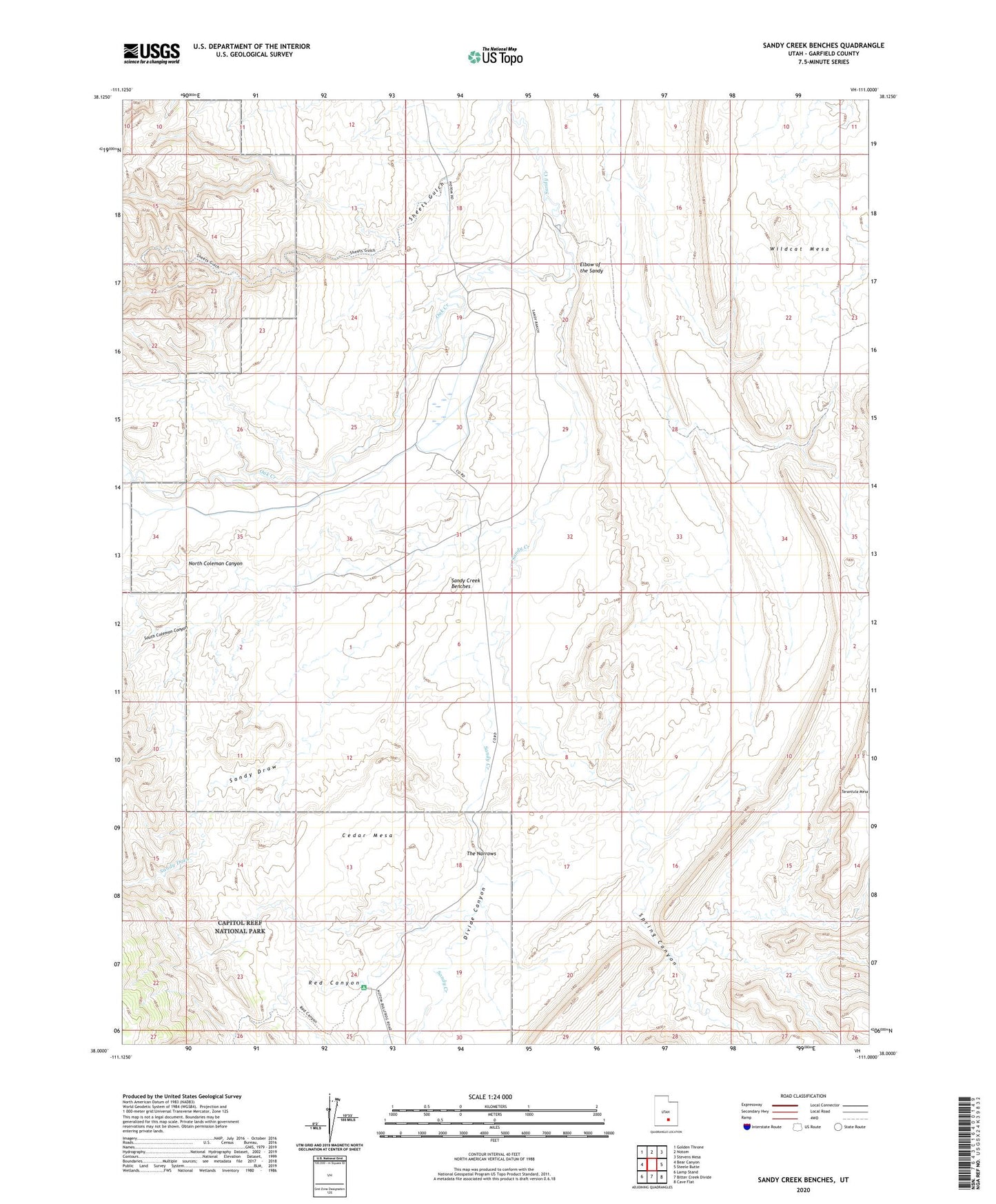 Sandy Creek Benches Utah US Topo Map Image