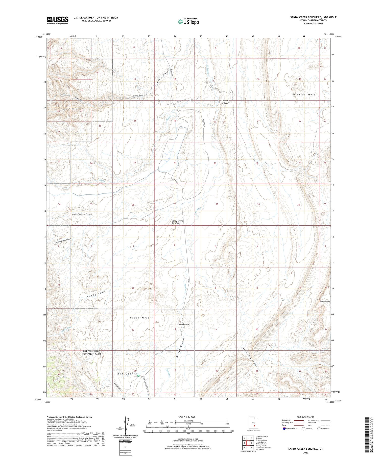 Sandy Creek Benches Utah US Topo Map Image