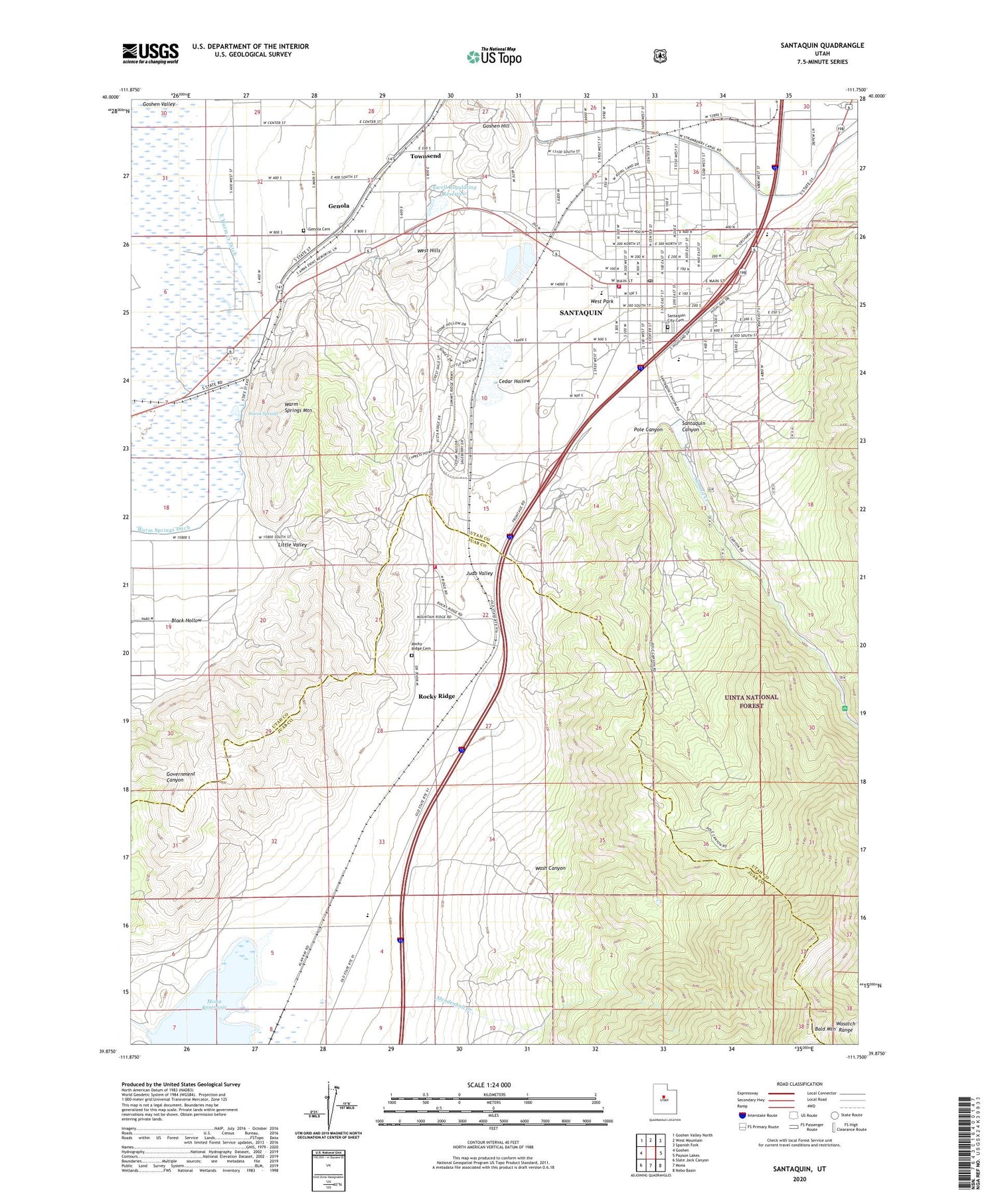 Santaquin Utah US Topo Map Image