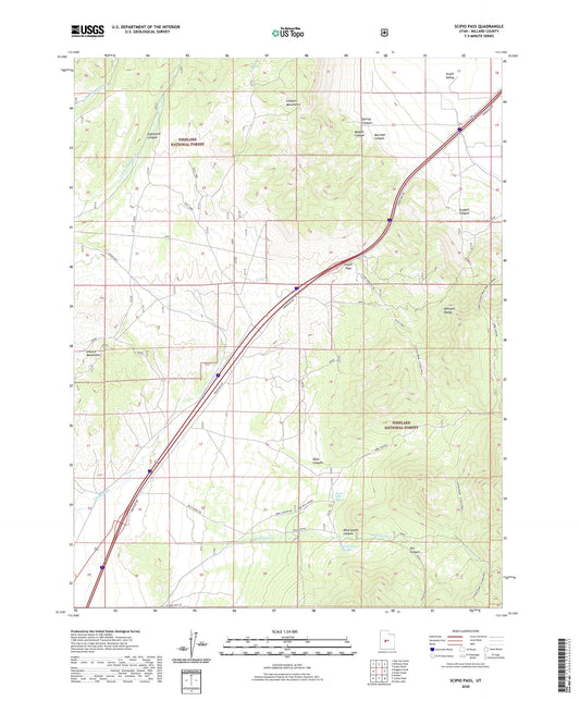 Scipio Pass Utah US Topo Map Image