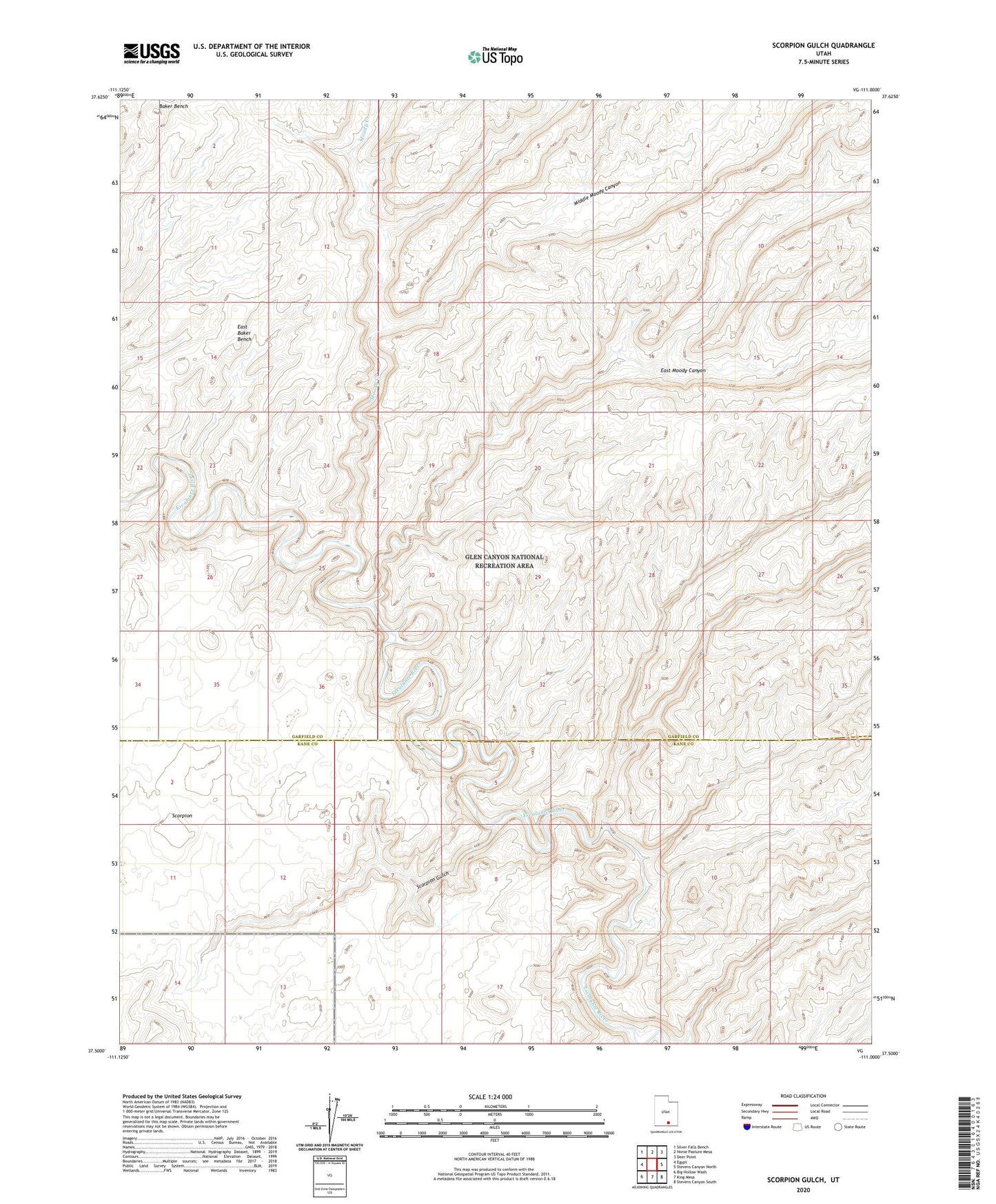 Scorpion Gulch Utah US Topo Map Image
