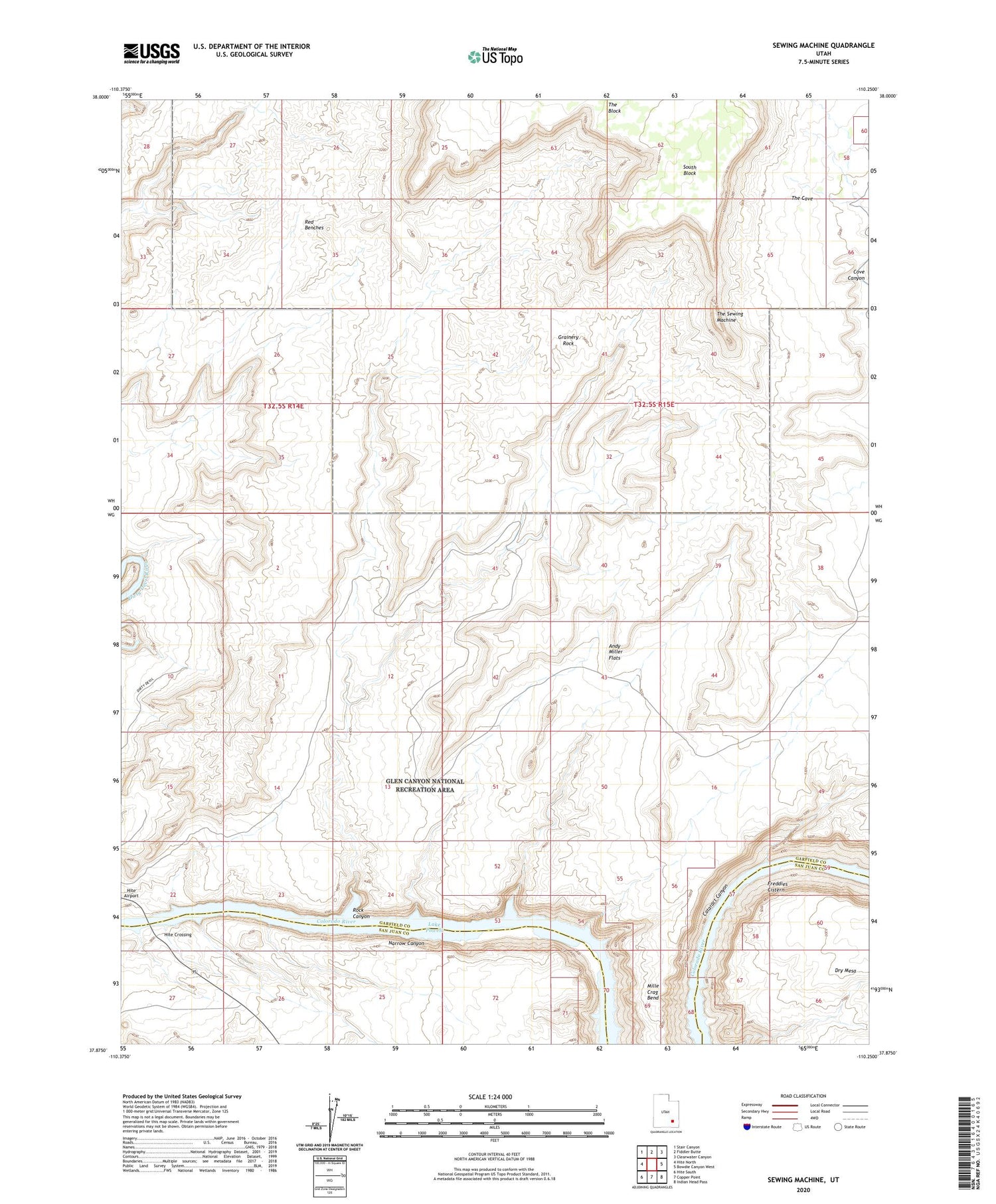 Sewing Machine Utah US Topo Map Image