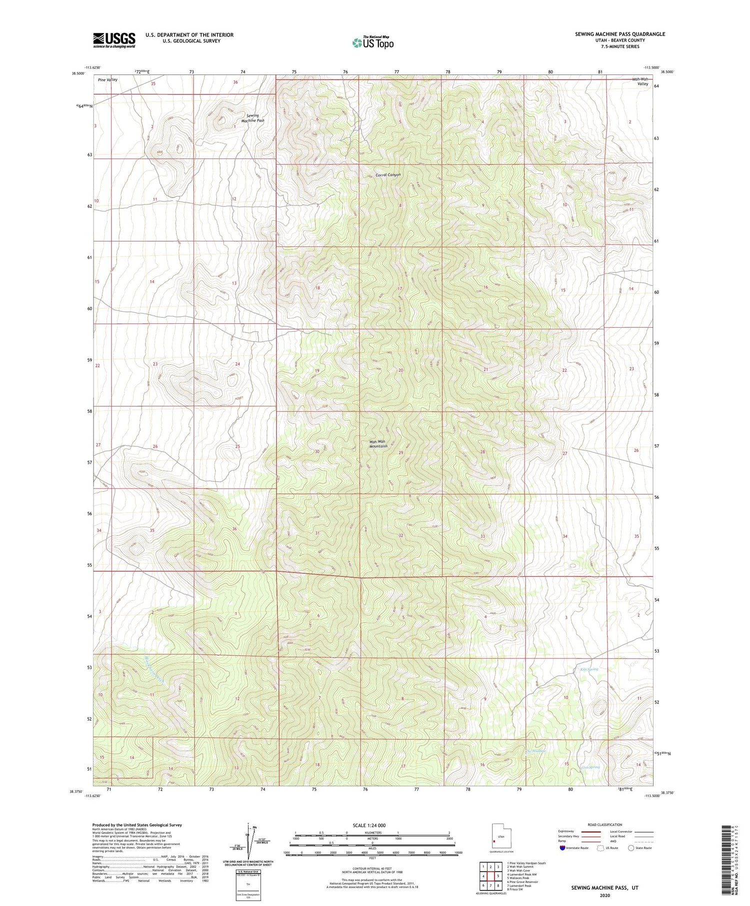 Sewing Machine Pass Utah US Topo Map Image