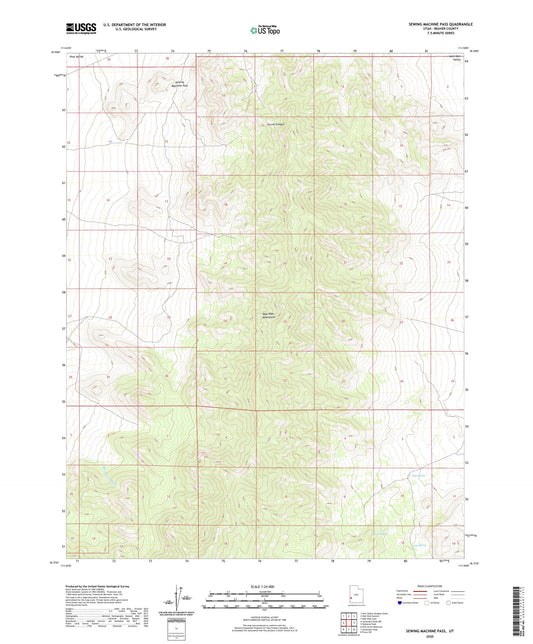 Sewing Machine Pass Utah US Topo Map Image