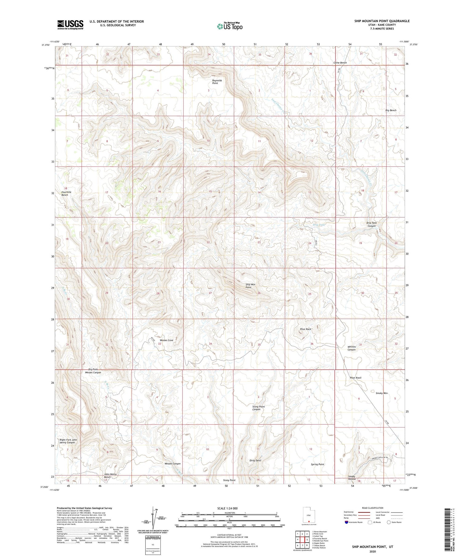 Ship Mountain Point Utah US Topo Map Image