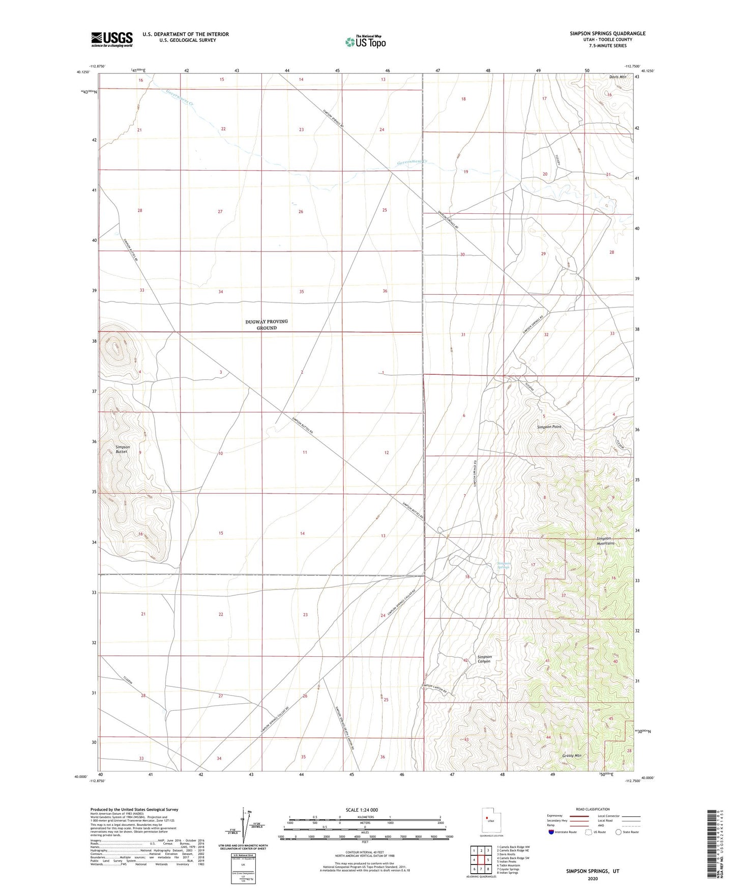 Simpson Springs Utah US Topo Map Image