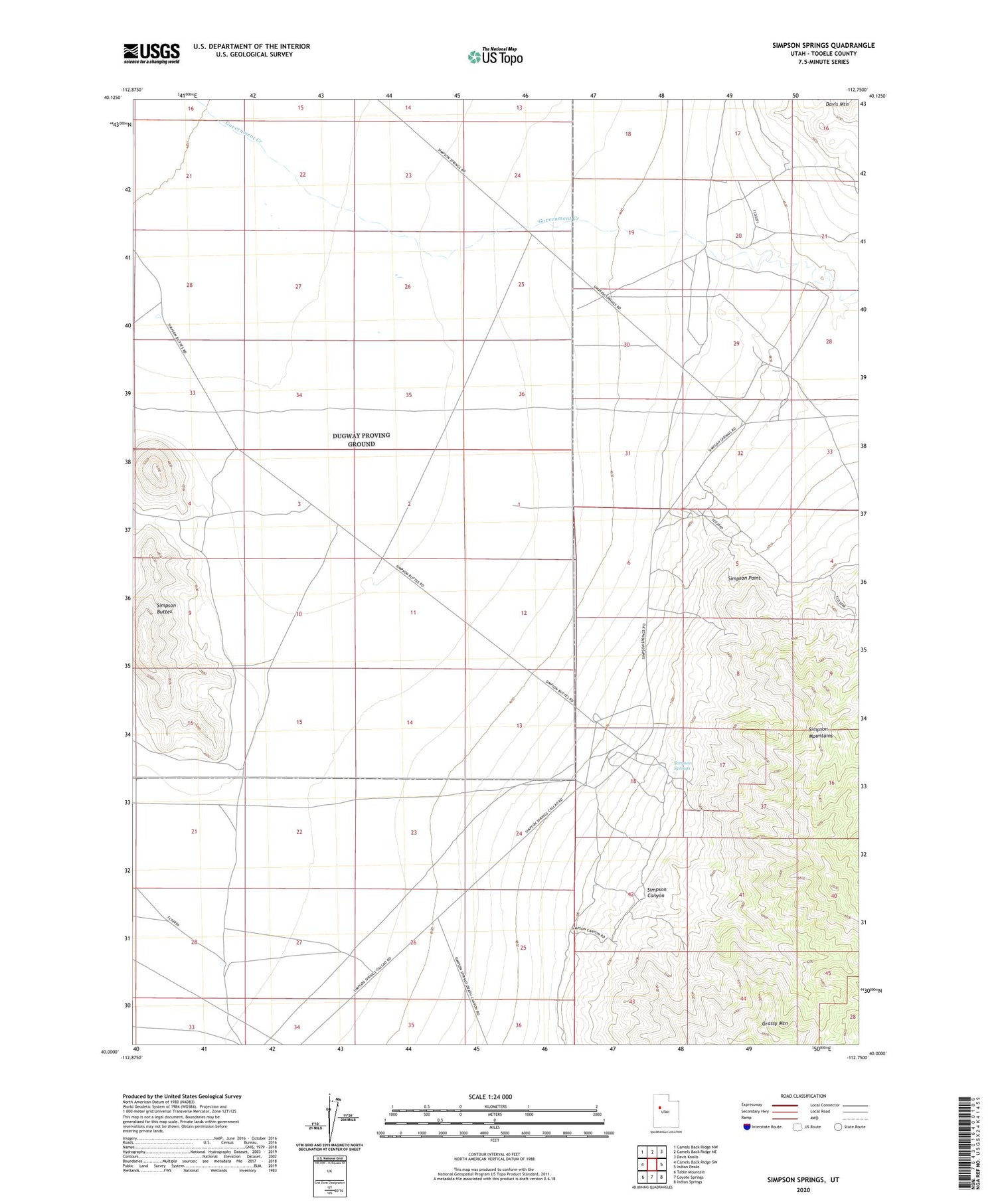 Simpson Springs Utah US Topo Map Image