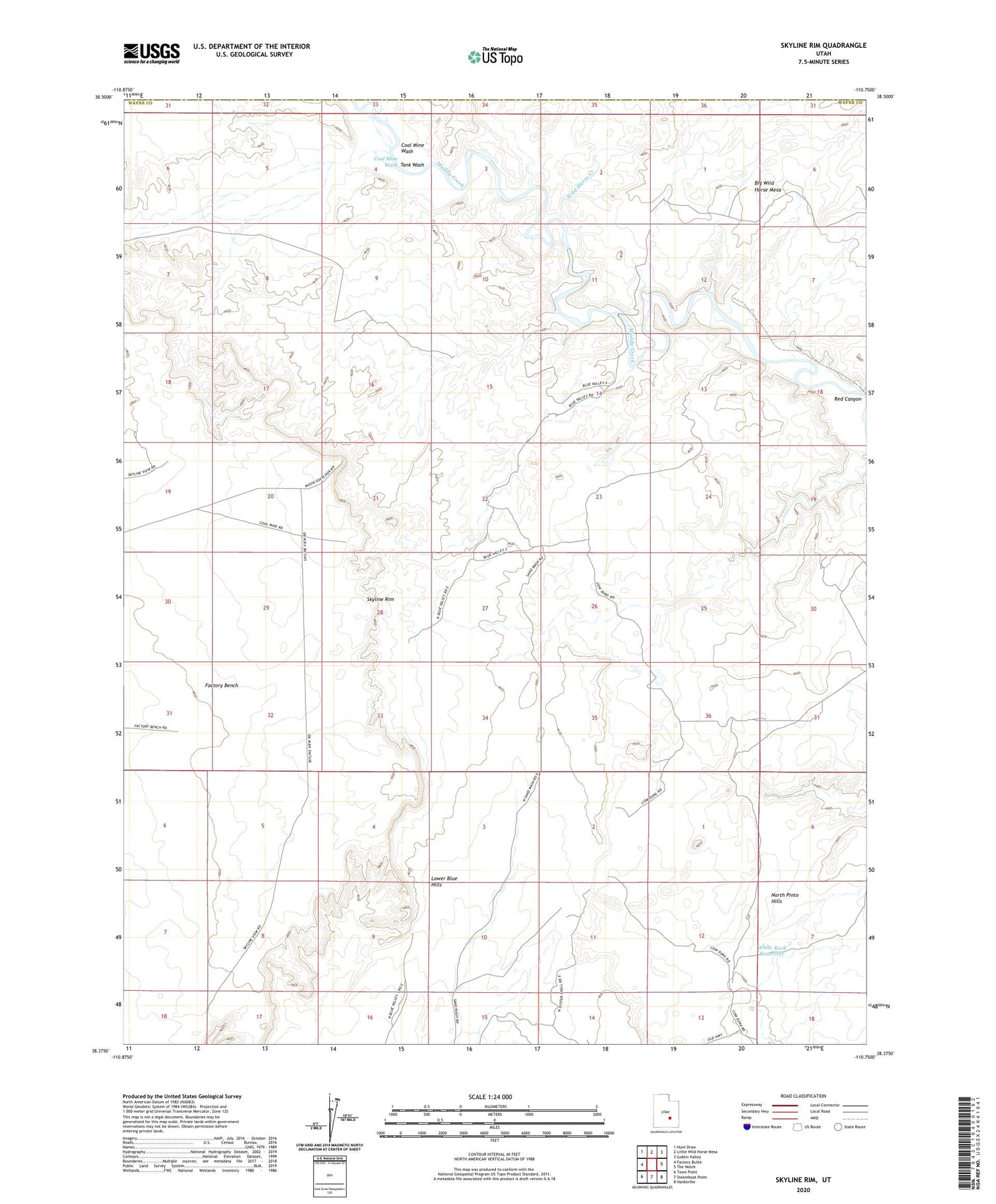 Skyline Rim Utah US Topo Map Image