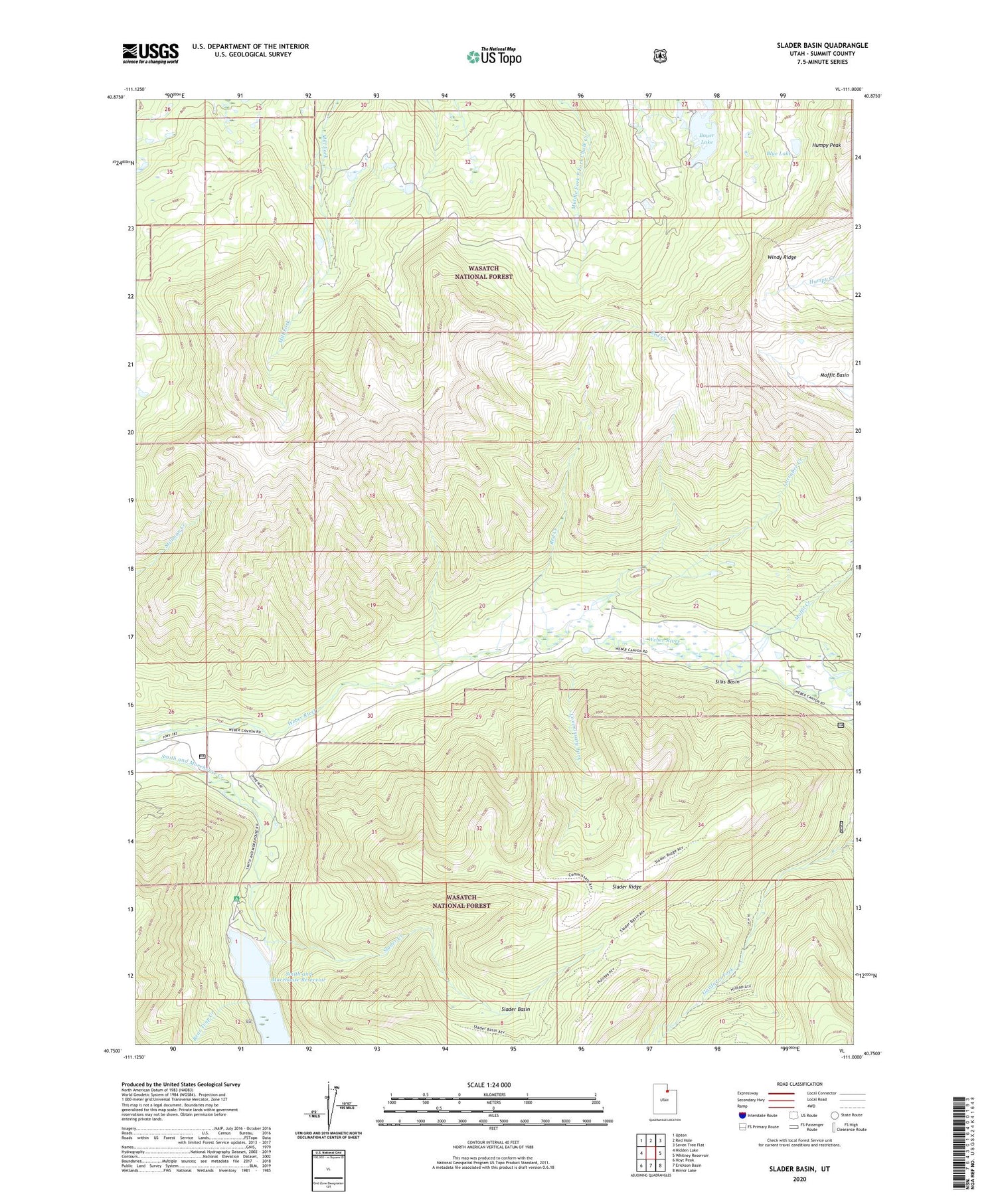 Slader Basin Utah US Topo Map Image