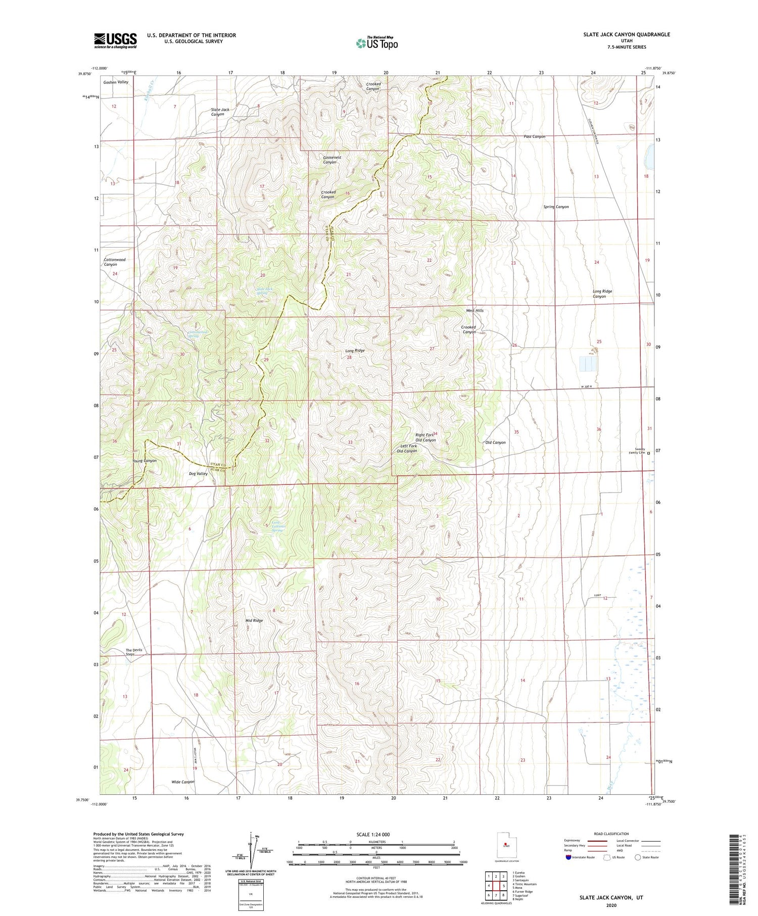 Slate Jack Canyon Utah US Topo Map Image