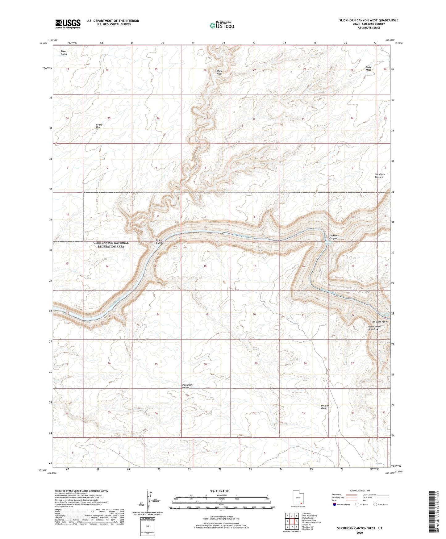 Slickhorn Canyon West Utah US Topo Map Image