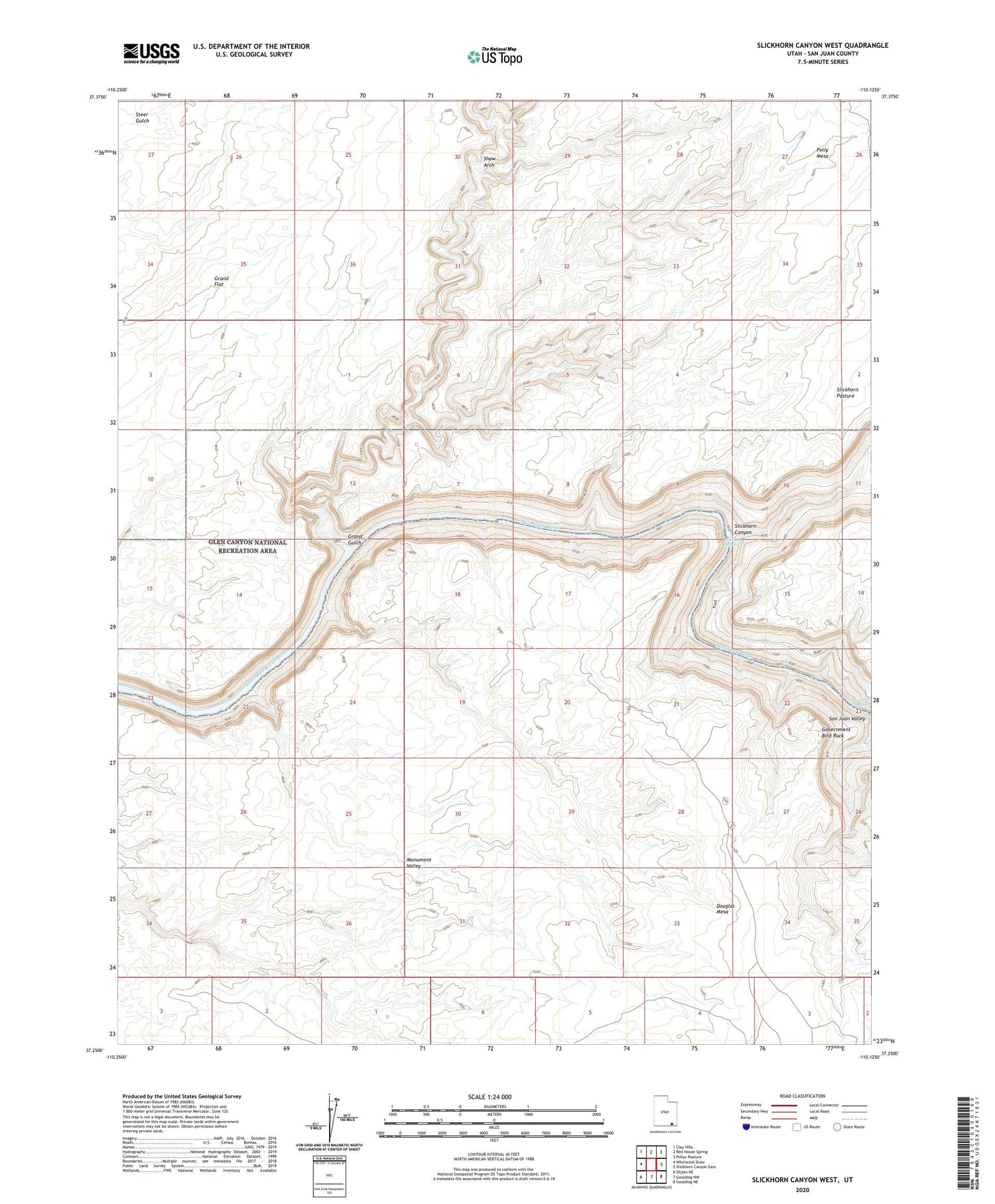Slickhorn Canyon West Utah US Topo Map Image