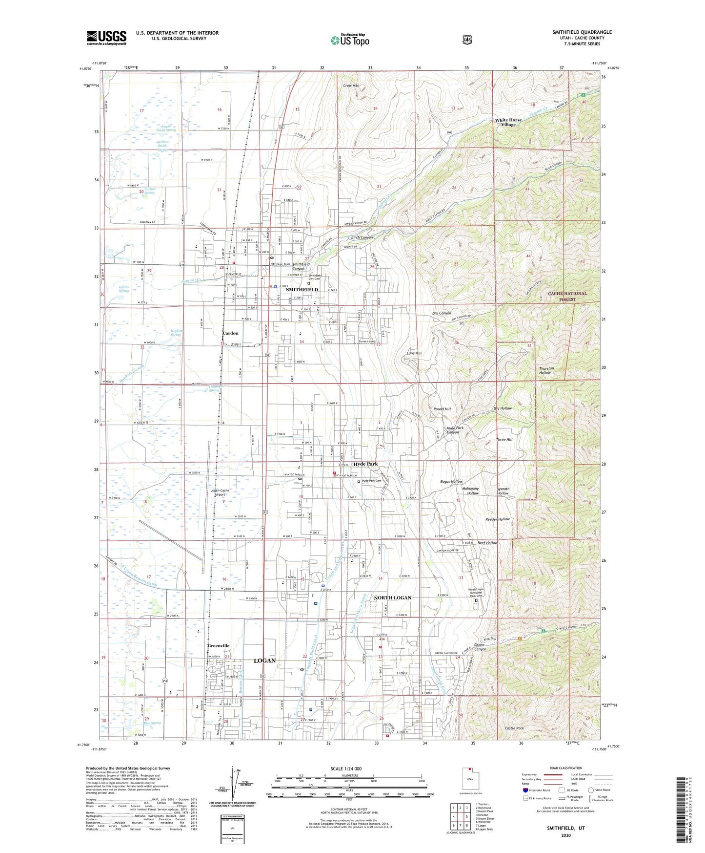 Smithfield Utah US Topo Map Image