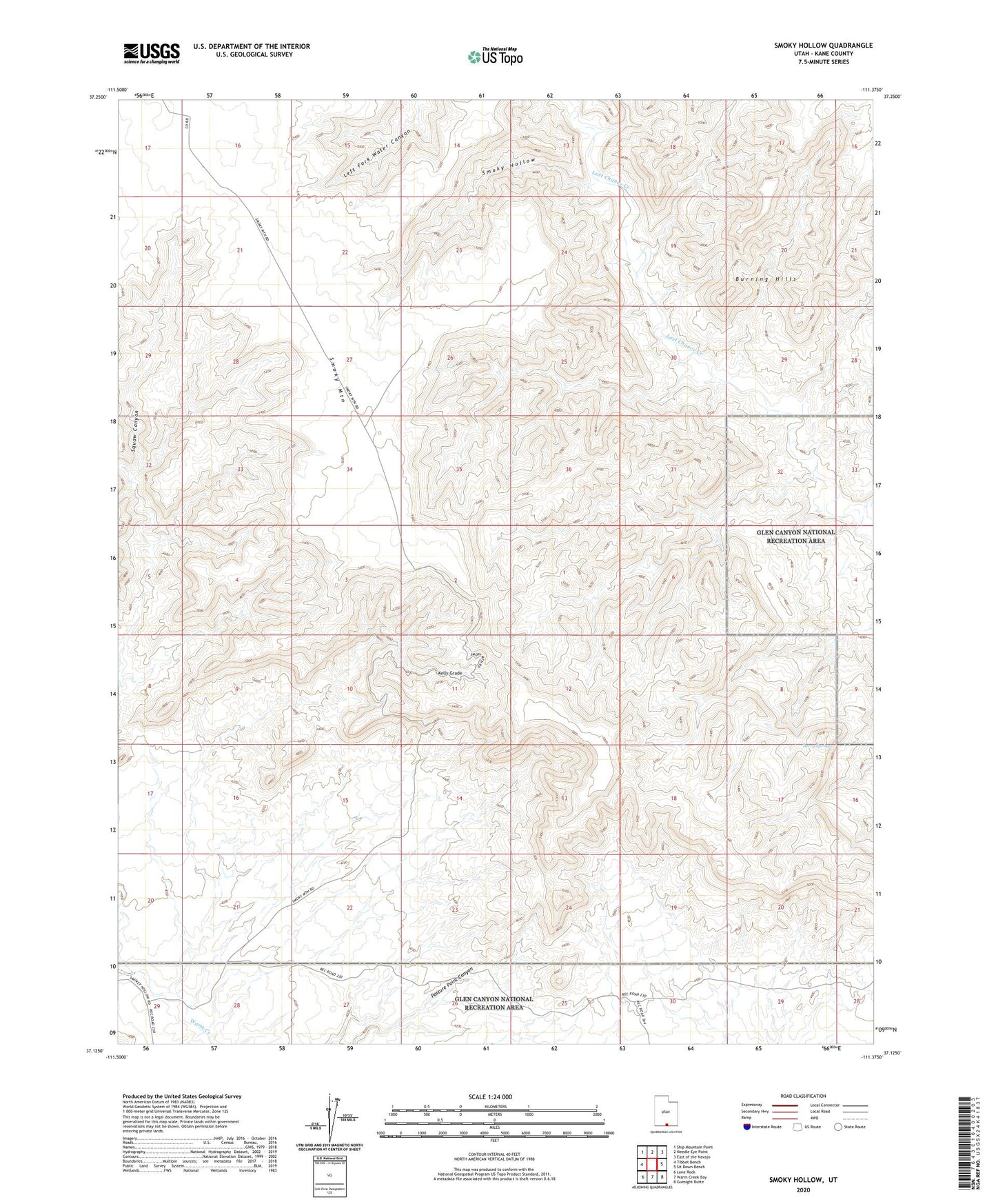 Smoky Hollow Utah US Topo Map Image