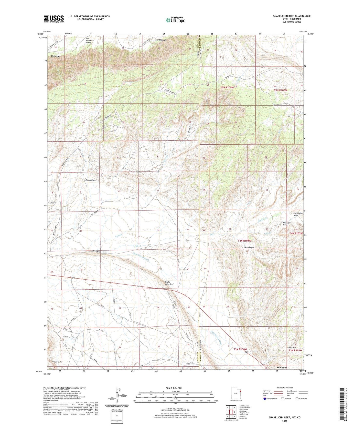 Snake John Reef Utah US Topo Map Image