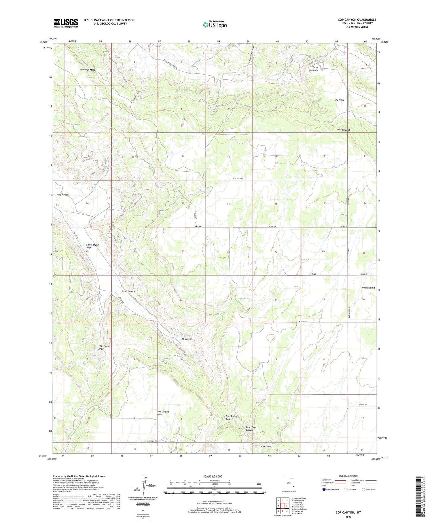Sop Canyon Utah US Topo Map Image