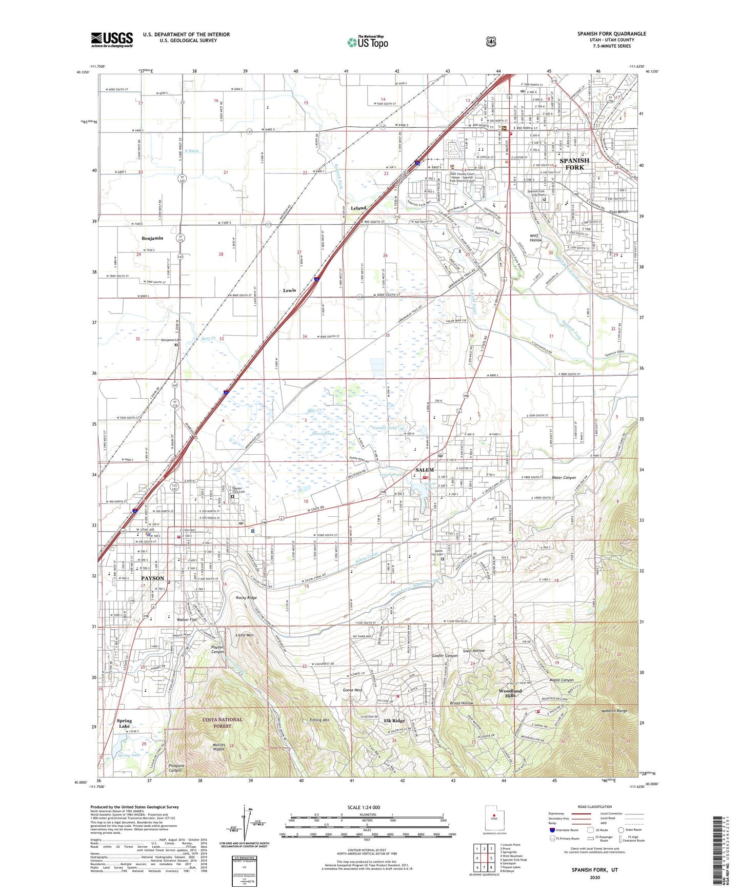 Spanish Fork Utah US Topo Map Image