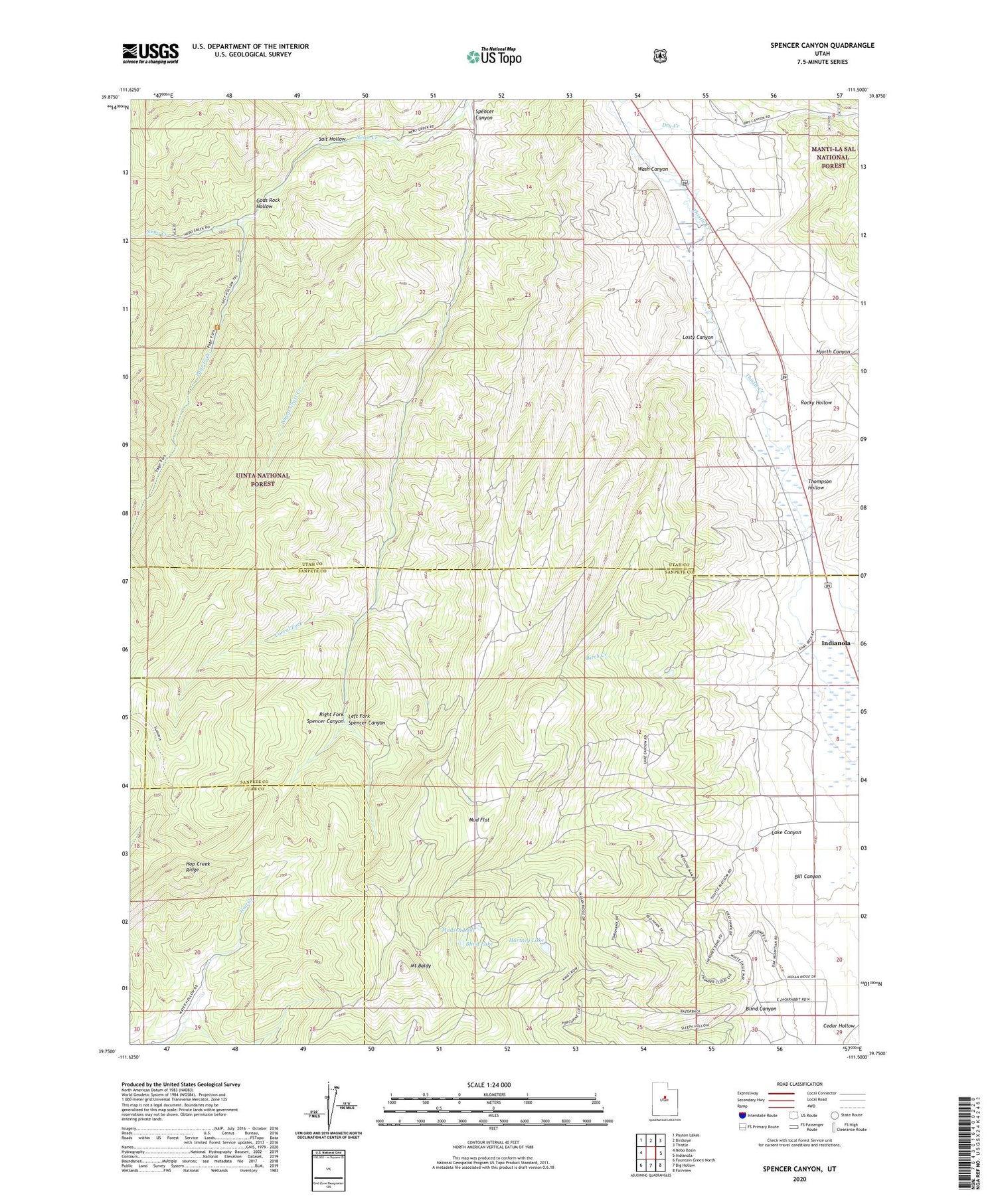 Spencer Canyon Utah US Topo Map Image