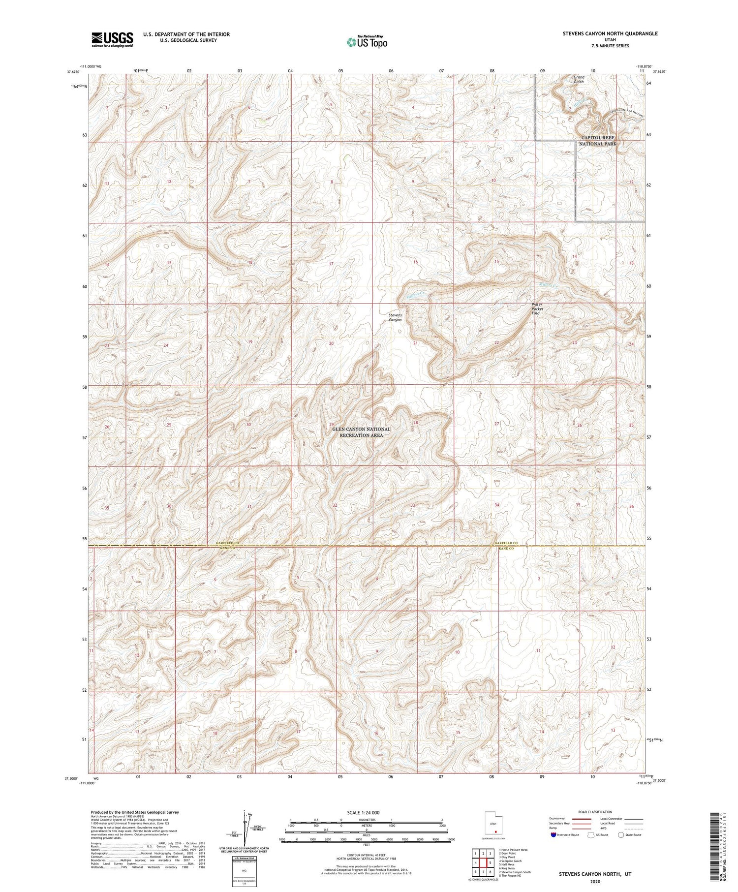 Stevens Canyon North Utah US Topo Map Image