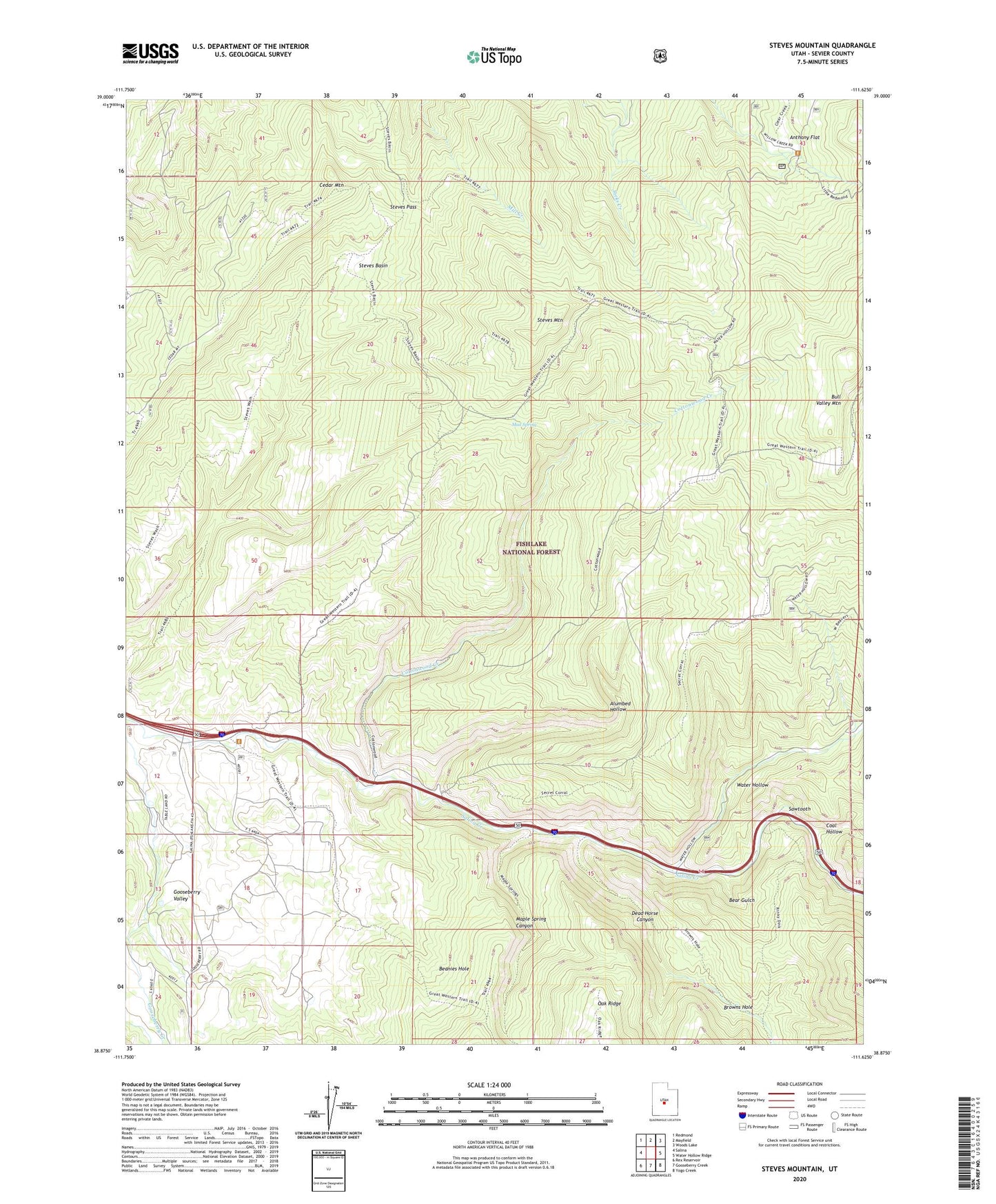 Steves Mountain Utah US Topo Map Image