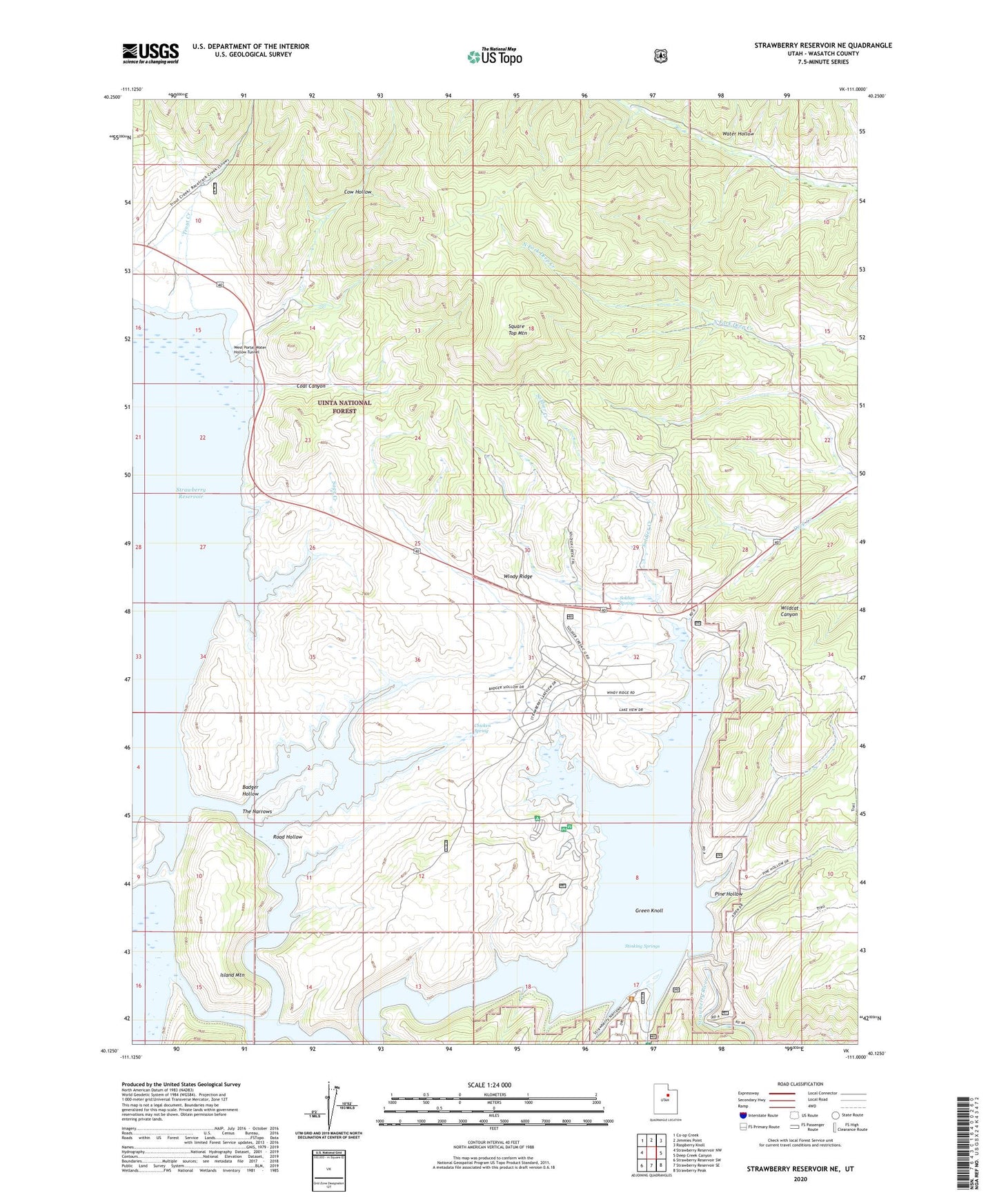 Strawberry Reservoir NE Utah US Topo Map Image