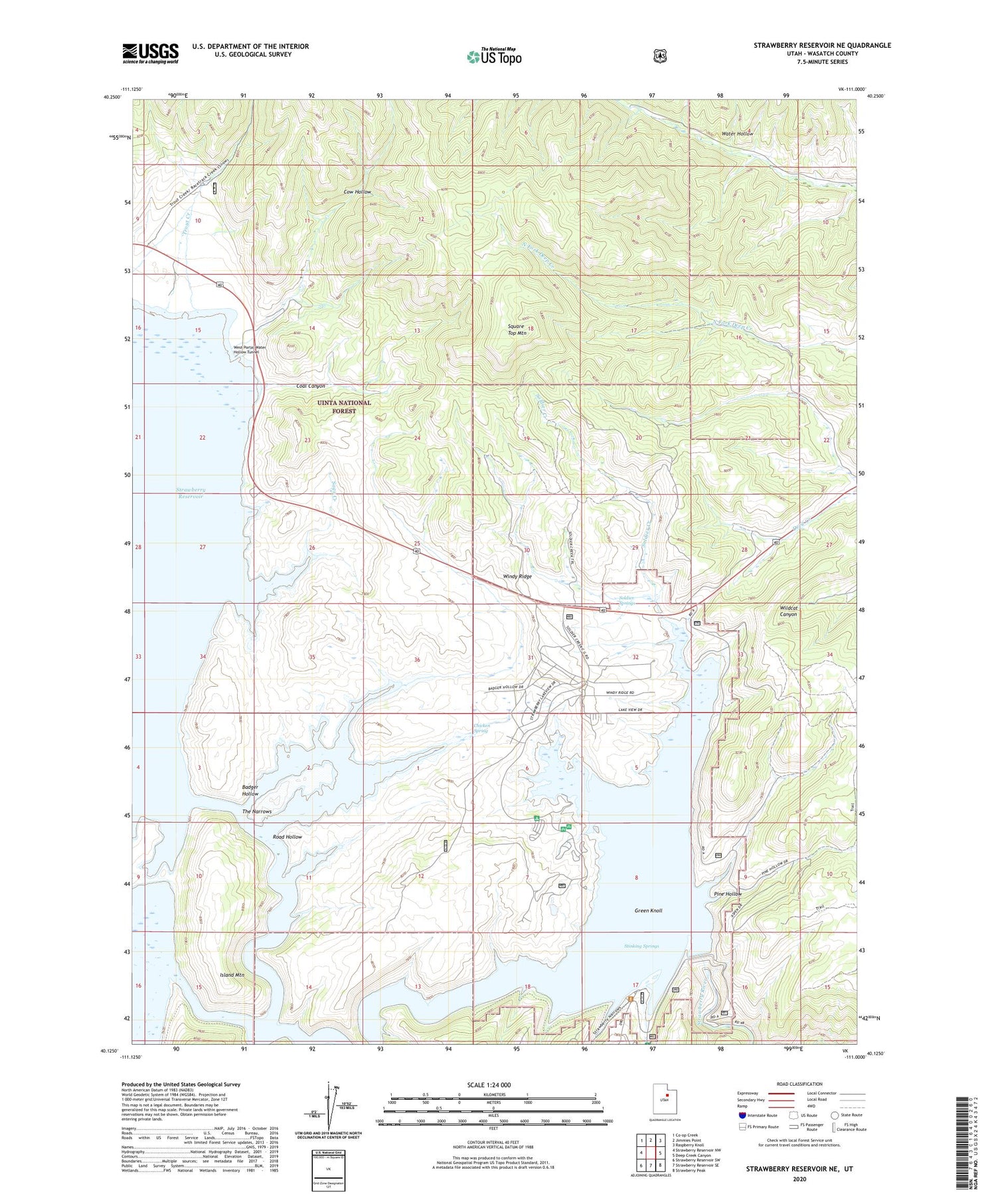 Strawberry Reservoir NE Utah US Topo Map Image