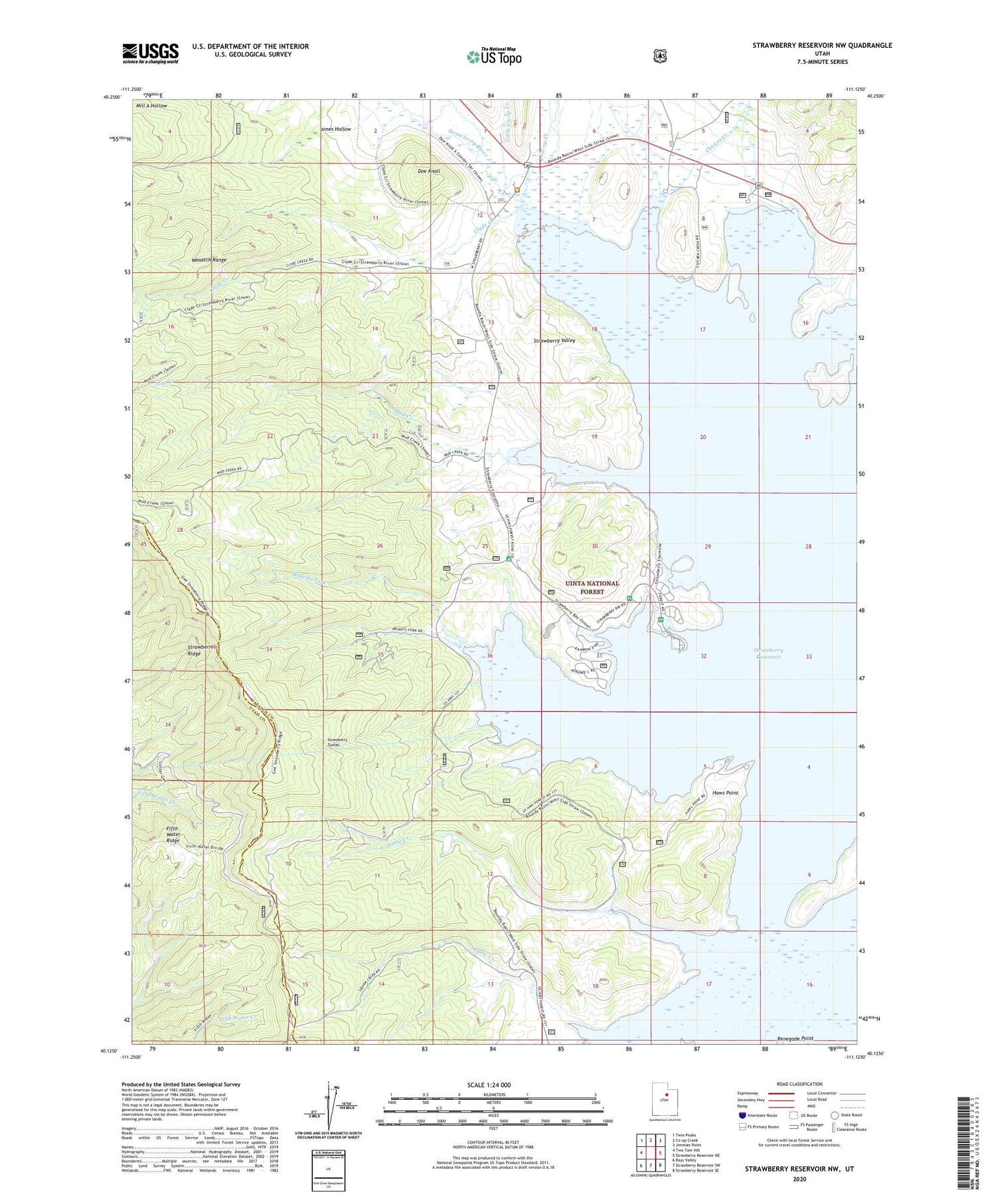 Strawberry Reservoir NW Utah US Topo Map Image
